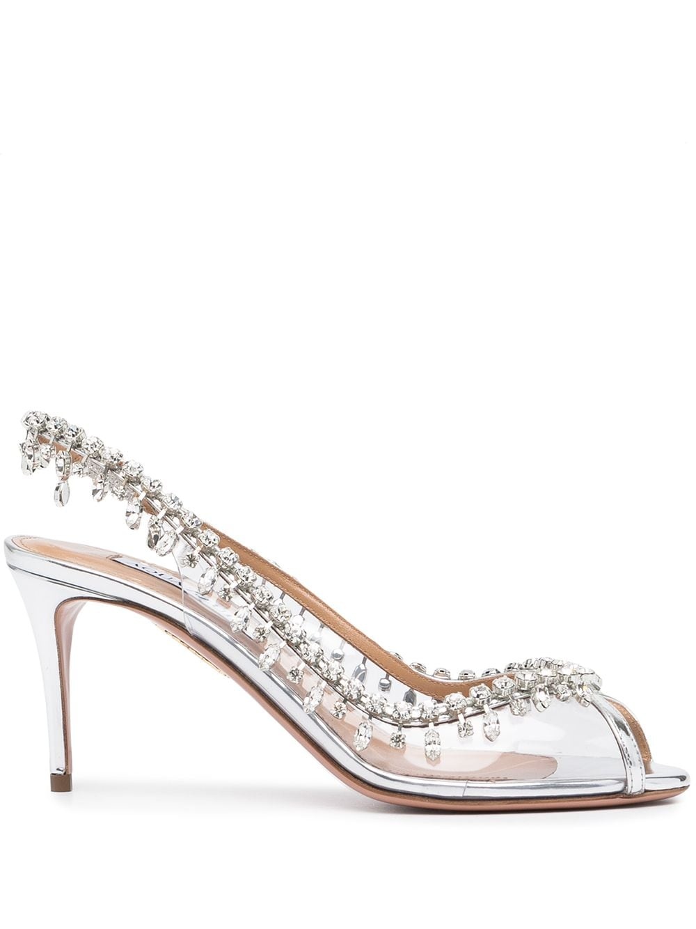 embellished-trim open-toe pumps - 1