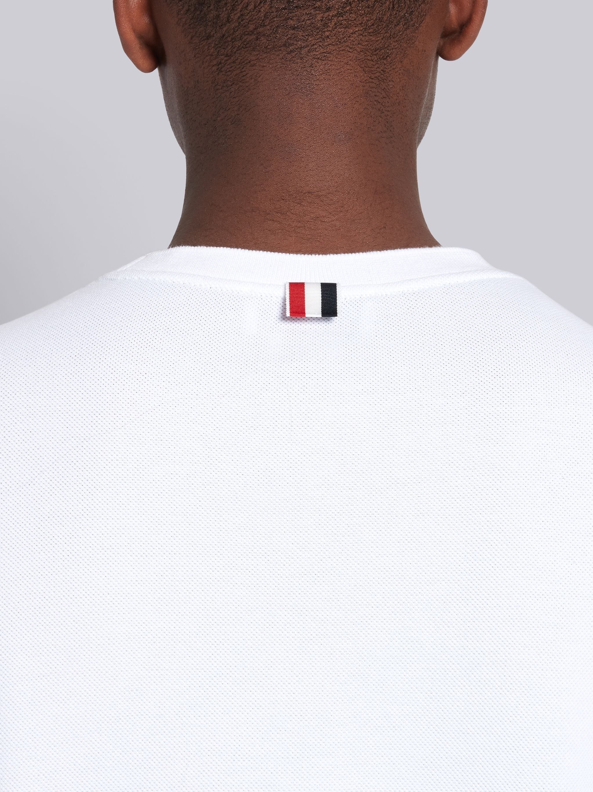 White Classic Pique Rib Side Insert 4-Bar T-shirt - 6