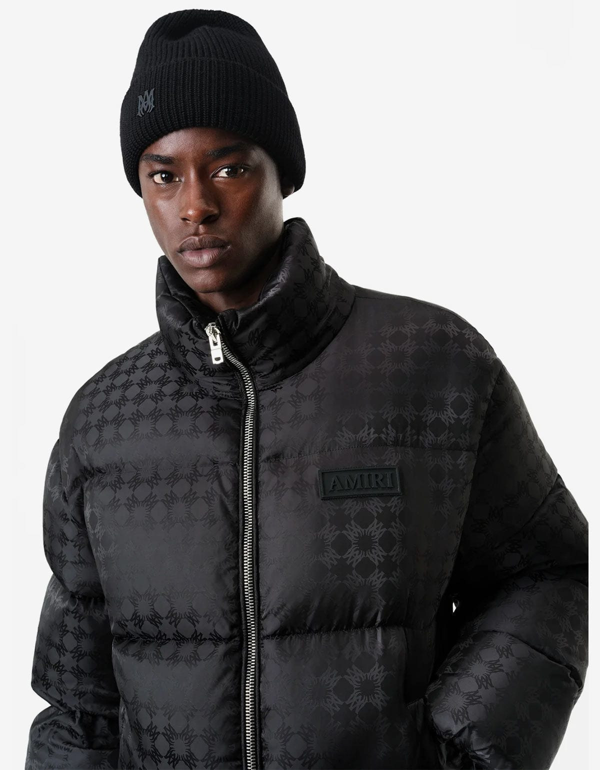 Amiri Black MA Quad Jacquard Down Jacket - 4