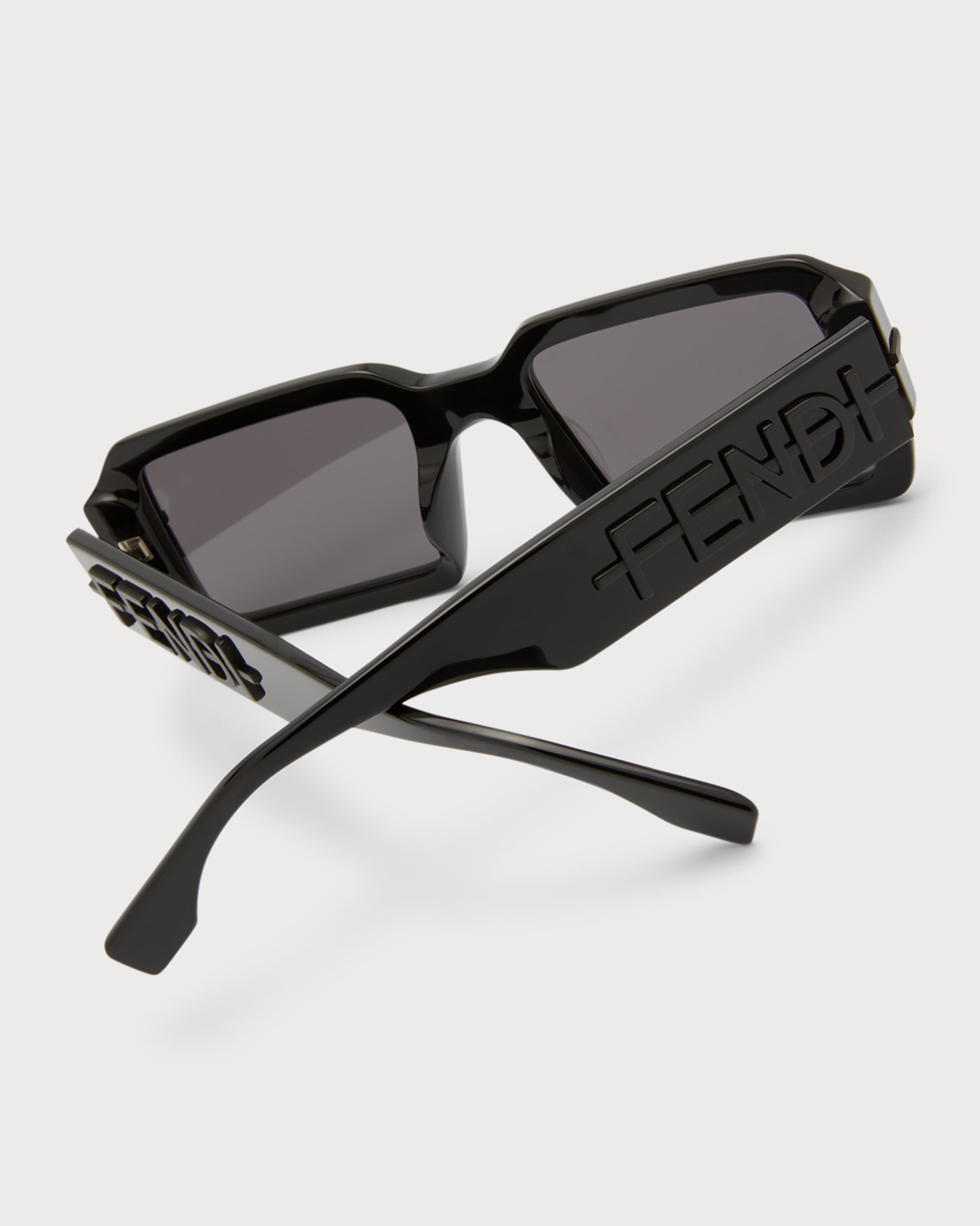 Men's Raised Logo Rectangle Sunglasses - 5