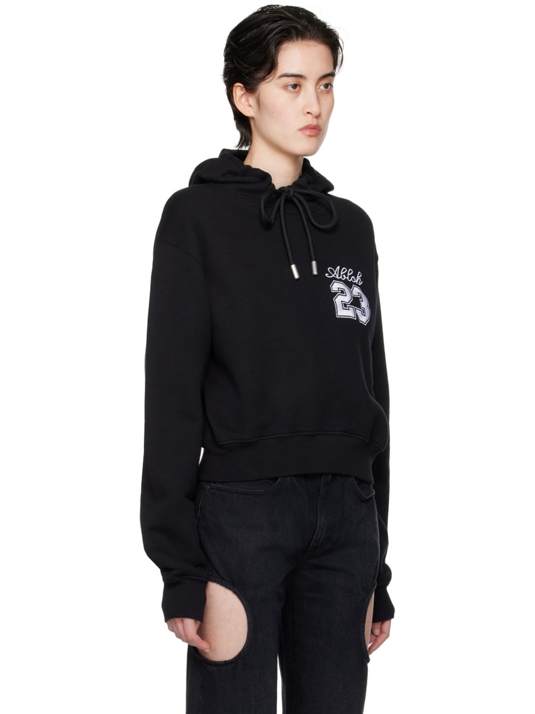 Black Embroidered Hoodie - 2