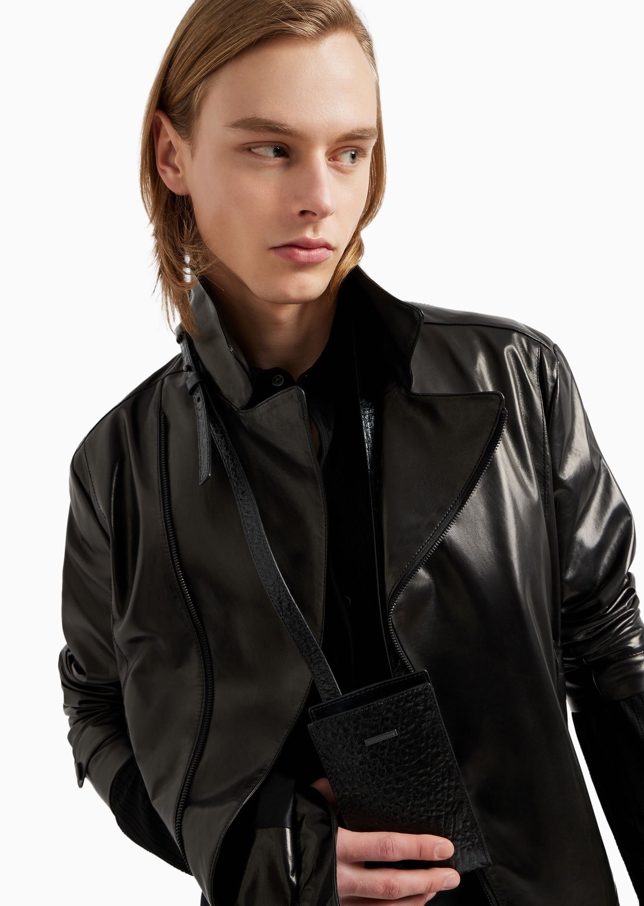 Classic-collar shirt in stretch fabric with an embossed motif - 5