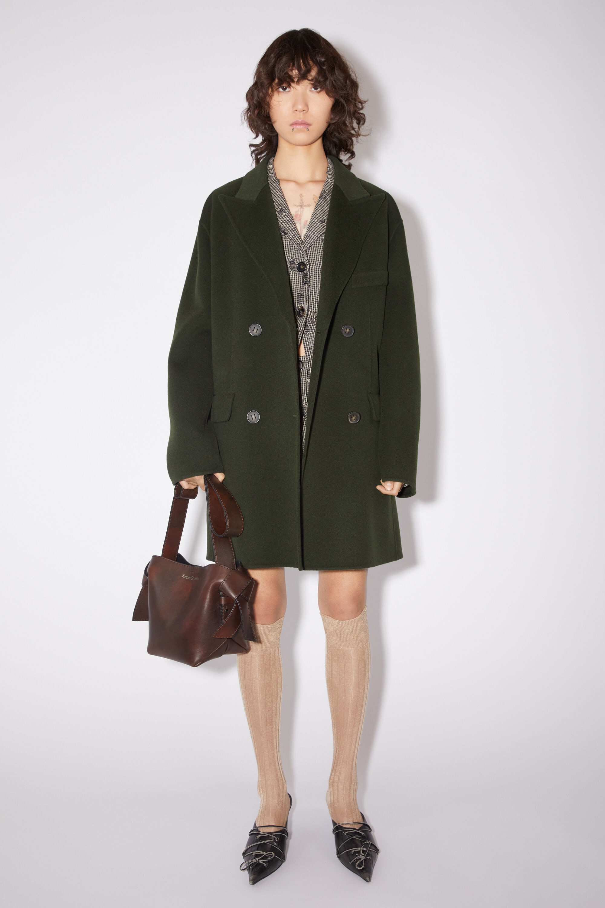 Double-breasted belted jacket - Forest green - 2