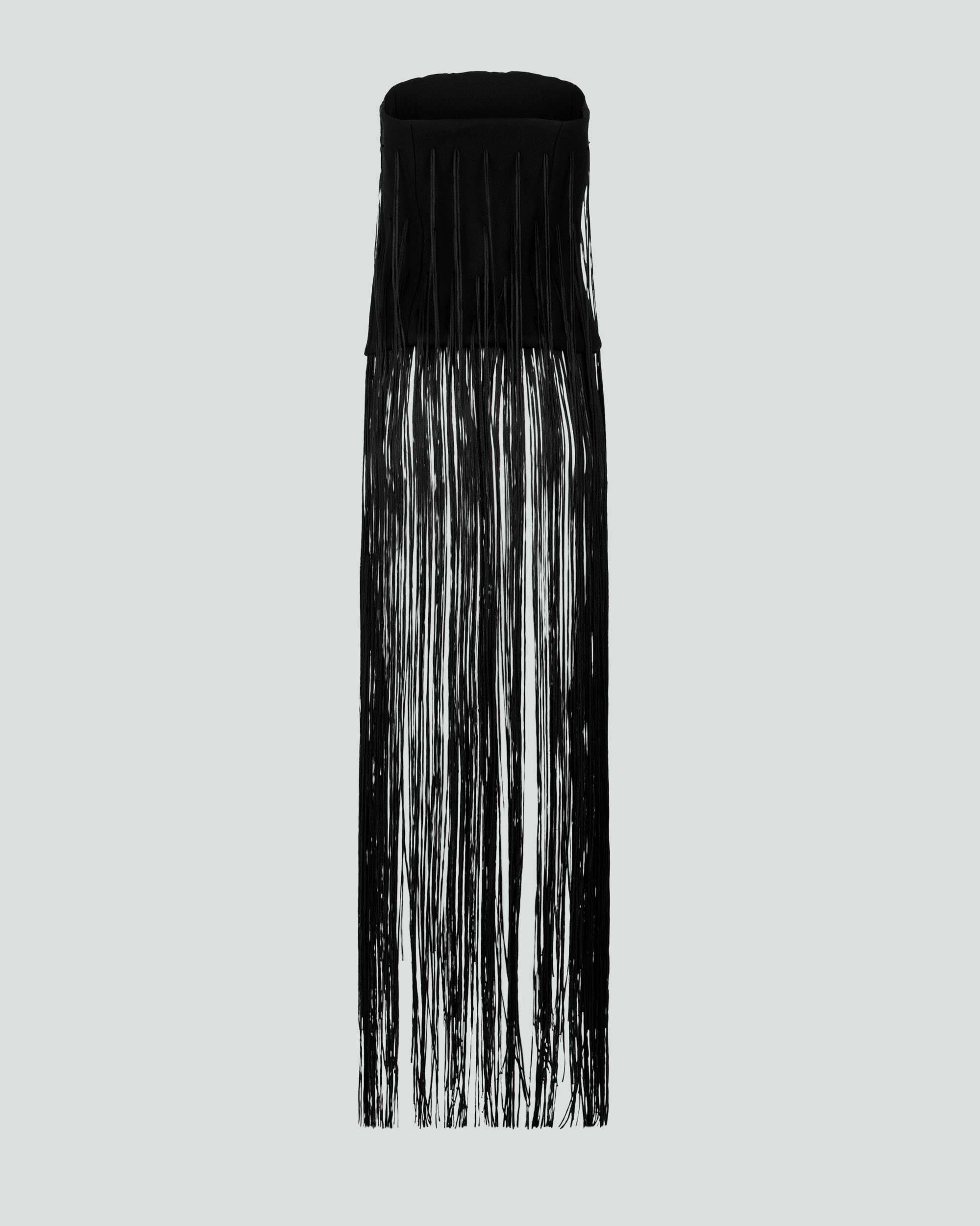 FRINGE TUBE BLACK WOOL - 4
