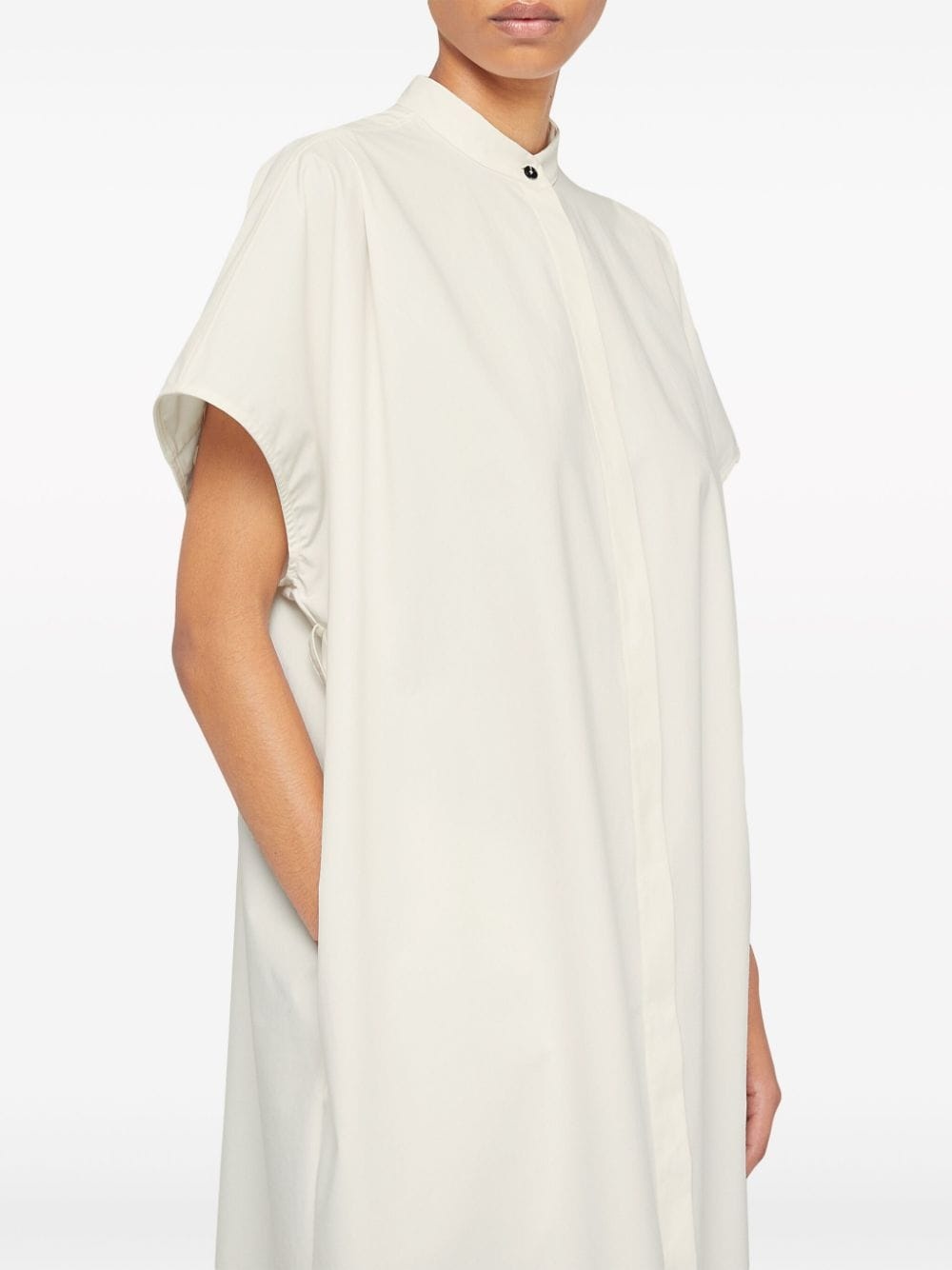collarless belted shirt dress - 4