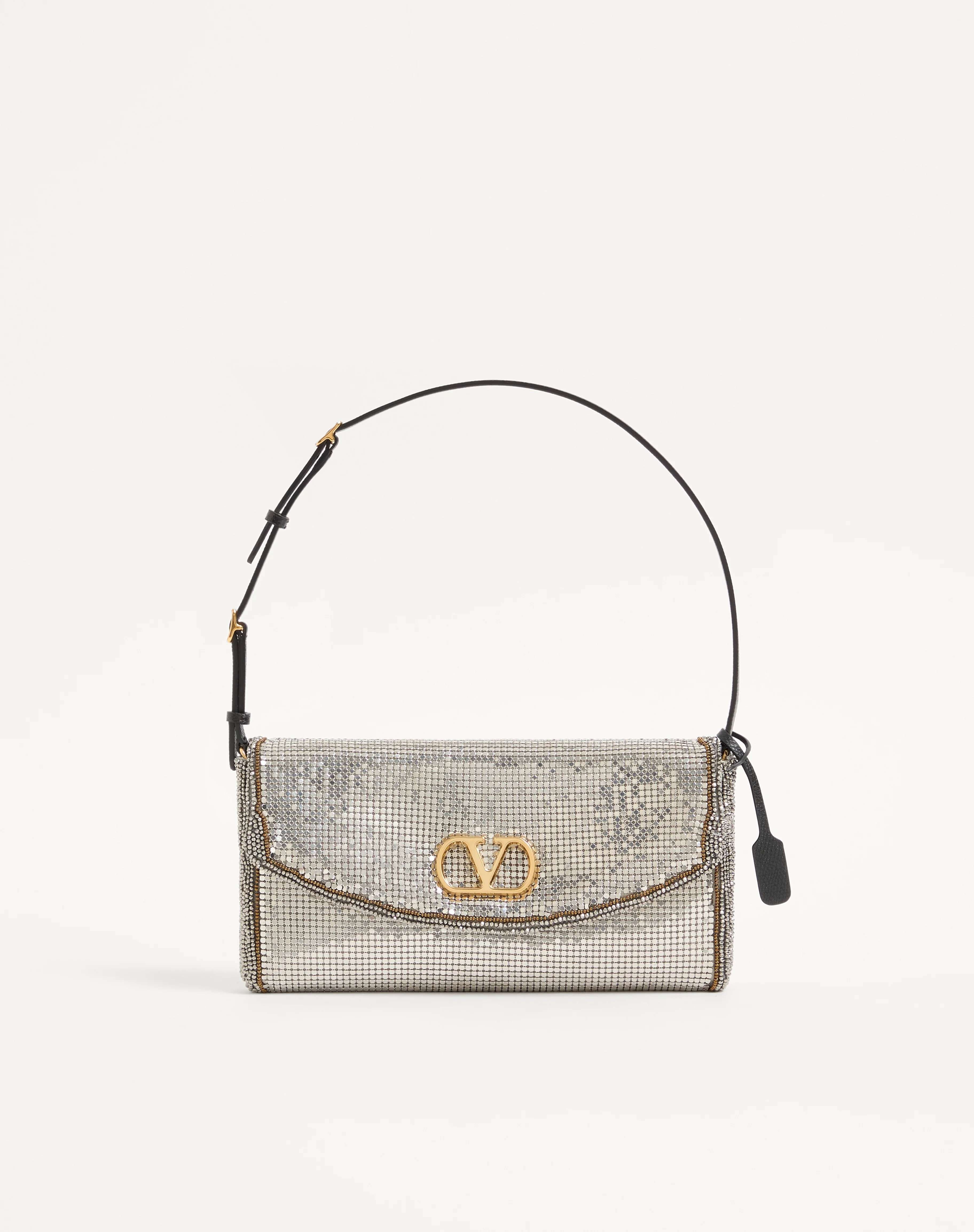 VALENTINO GARAVANI DEVAIN SMALL METALLIC MESH SHOULDER BAG - 1