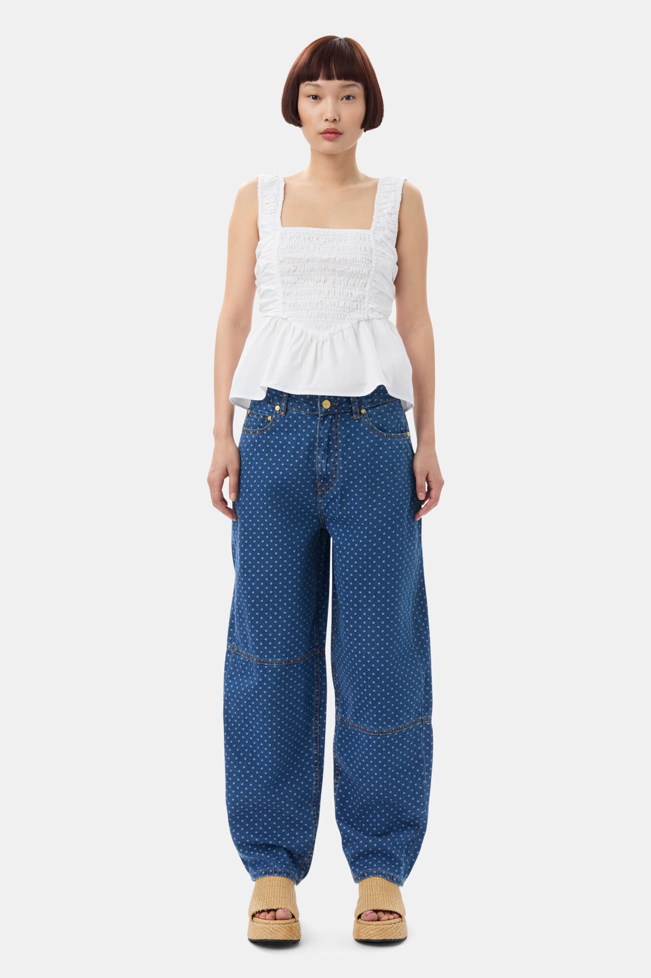 BLUE JACQUARD DENIM STARY JEANS - 2