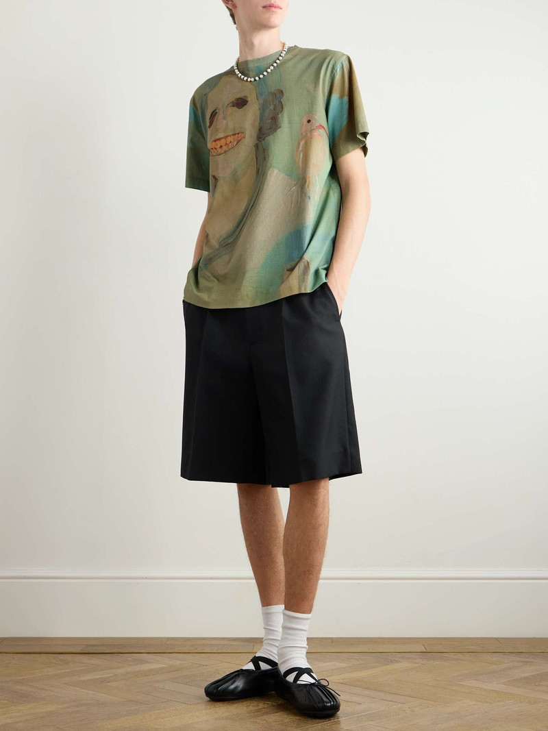 Simone Rocha Lady With A Bird Printed Cotton-Jersey T-Shirt outlook
