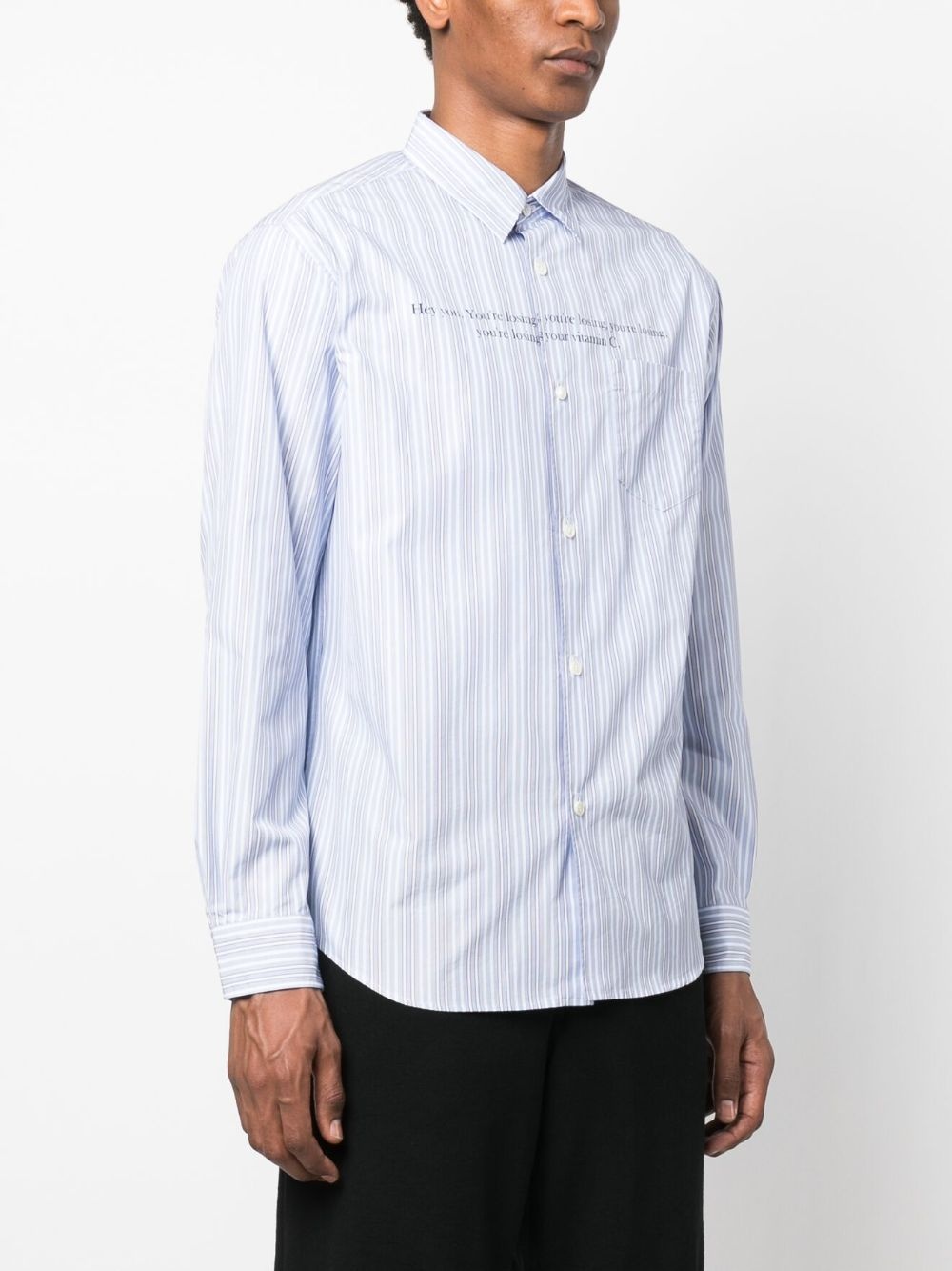 slogan-print striped shirt - 3