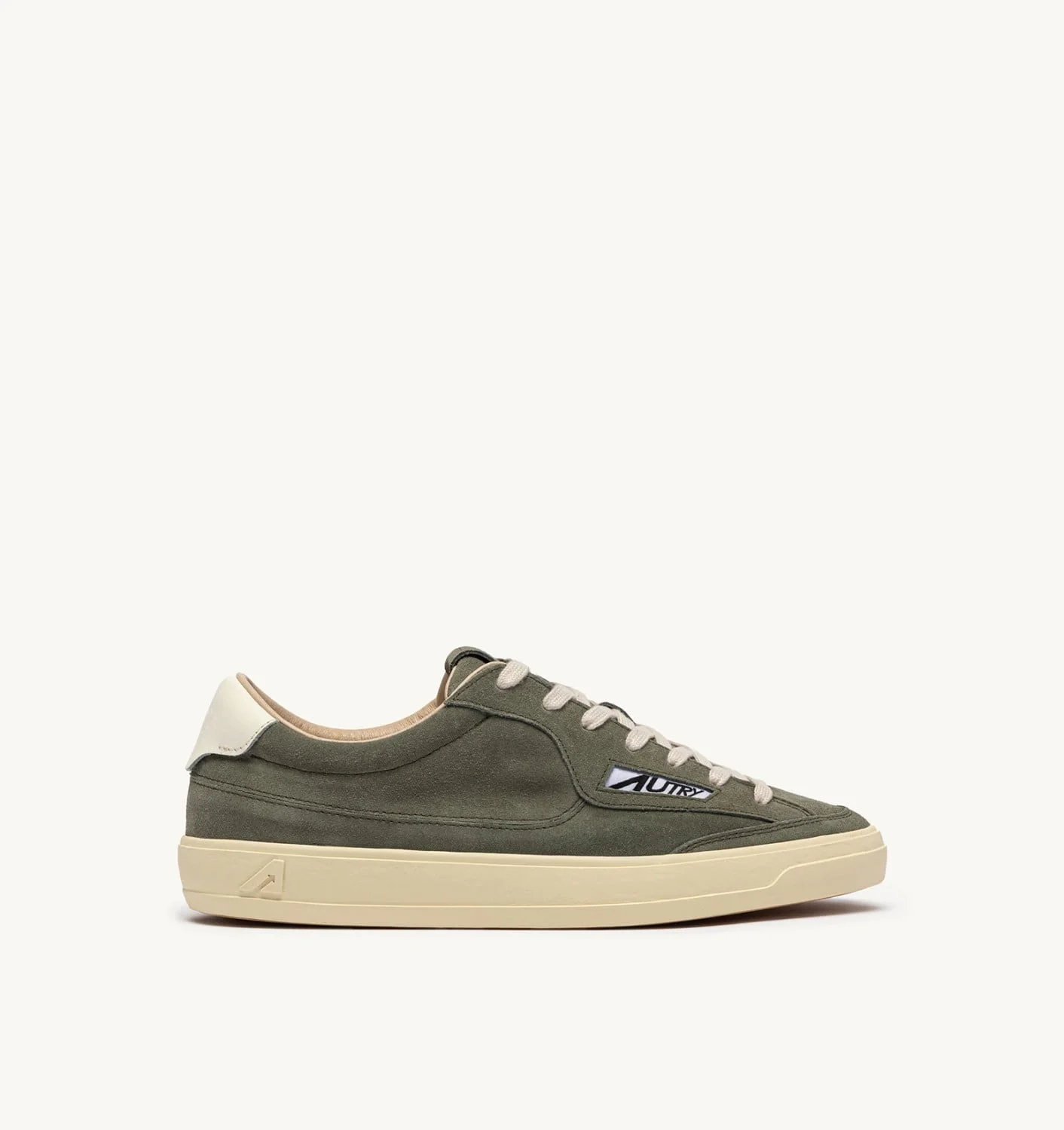 WINDSCAPE LOW SNEAKERS IN SMOKED GREEN AND MARSHMALLOW SUEDE - 1