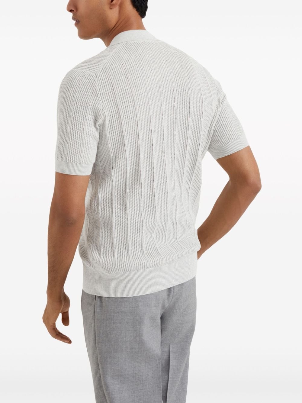 knitted cotton polo shirt - 3