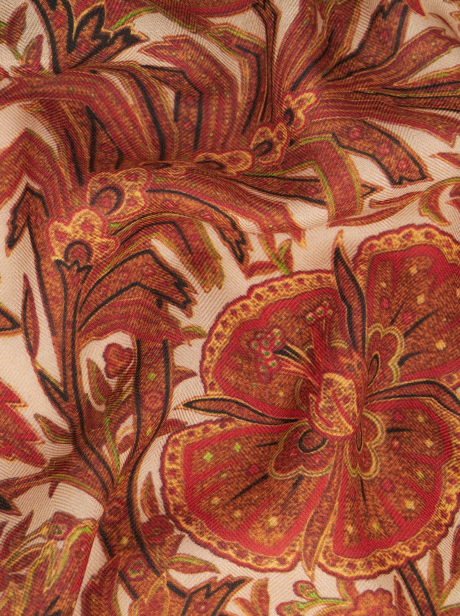 FLORAL CASHMERE AND SILK SCARF - 3