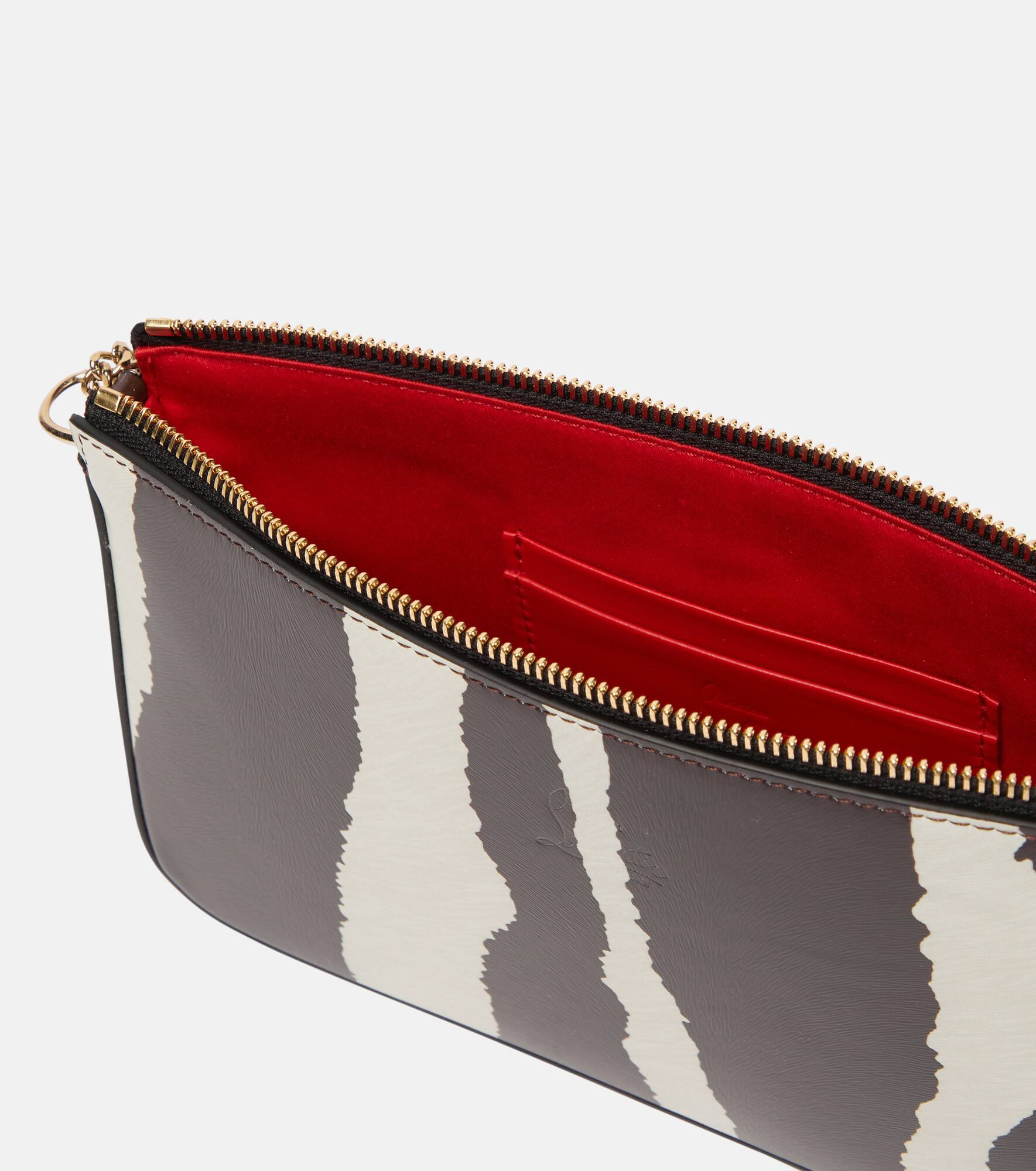 Loubila zebra-print leather clutch - 3
