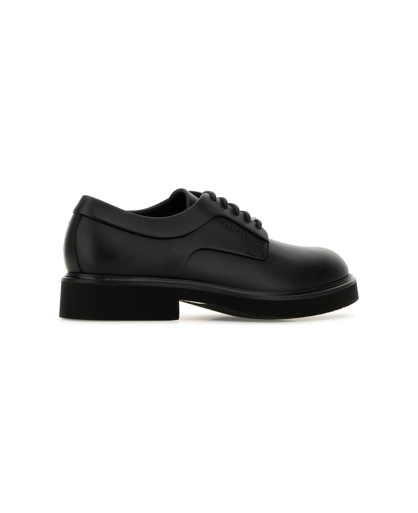 Black Leather Cervantes Lace-up Shoes - 3