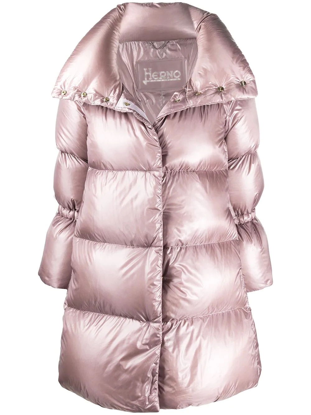 metallic A-line quilted coat - 1