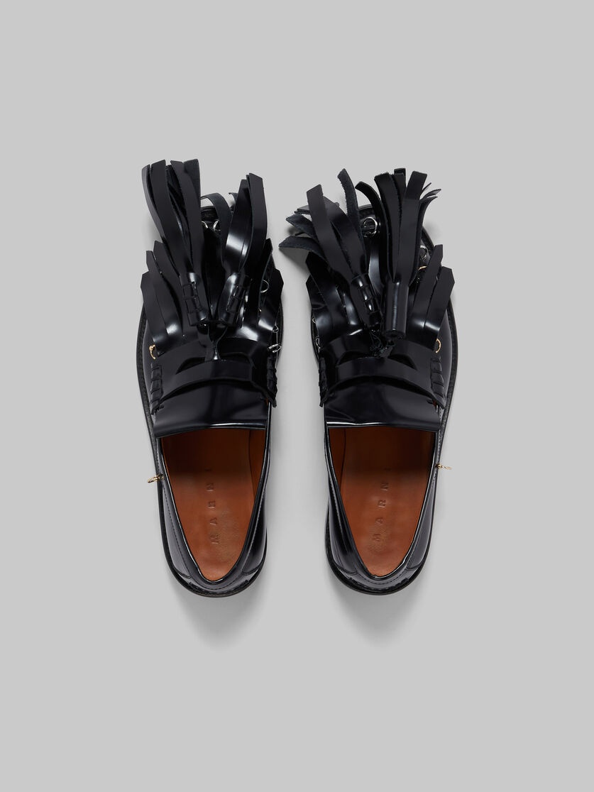 BLACK LEATHER BAMBI LOAFER WITH MAXI TASSELS - 4