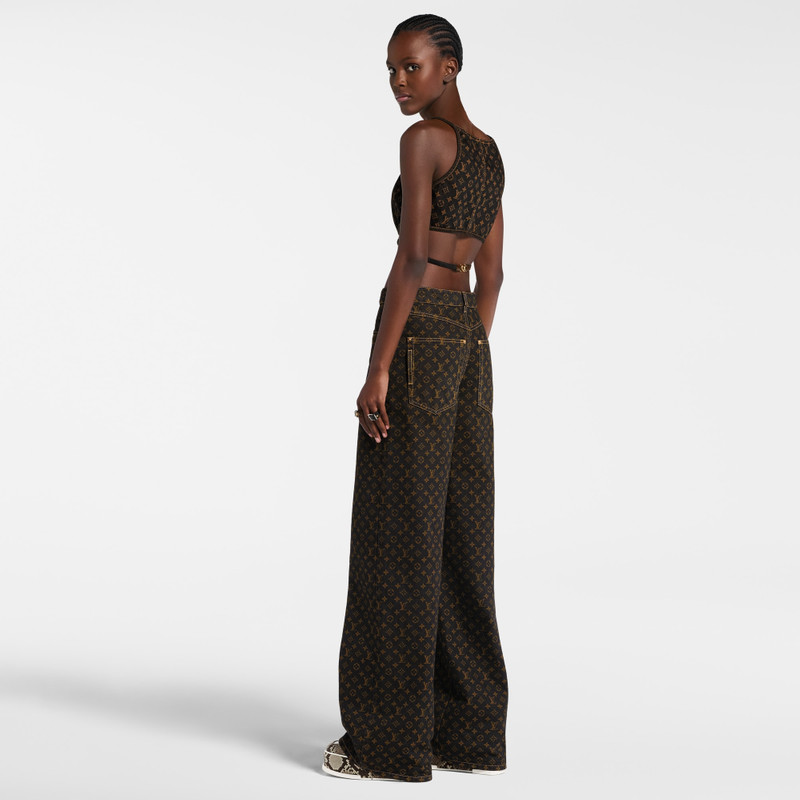 Monogram Denim Cross-Over Crop Top 5