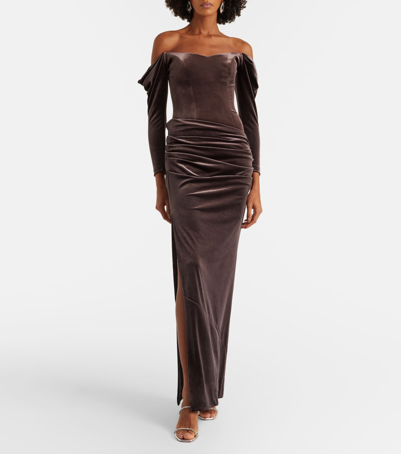 ALEX PERRY Draped velvet gown outlook