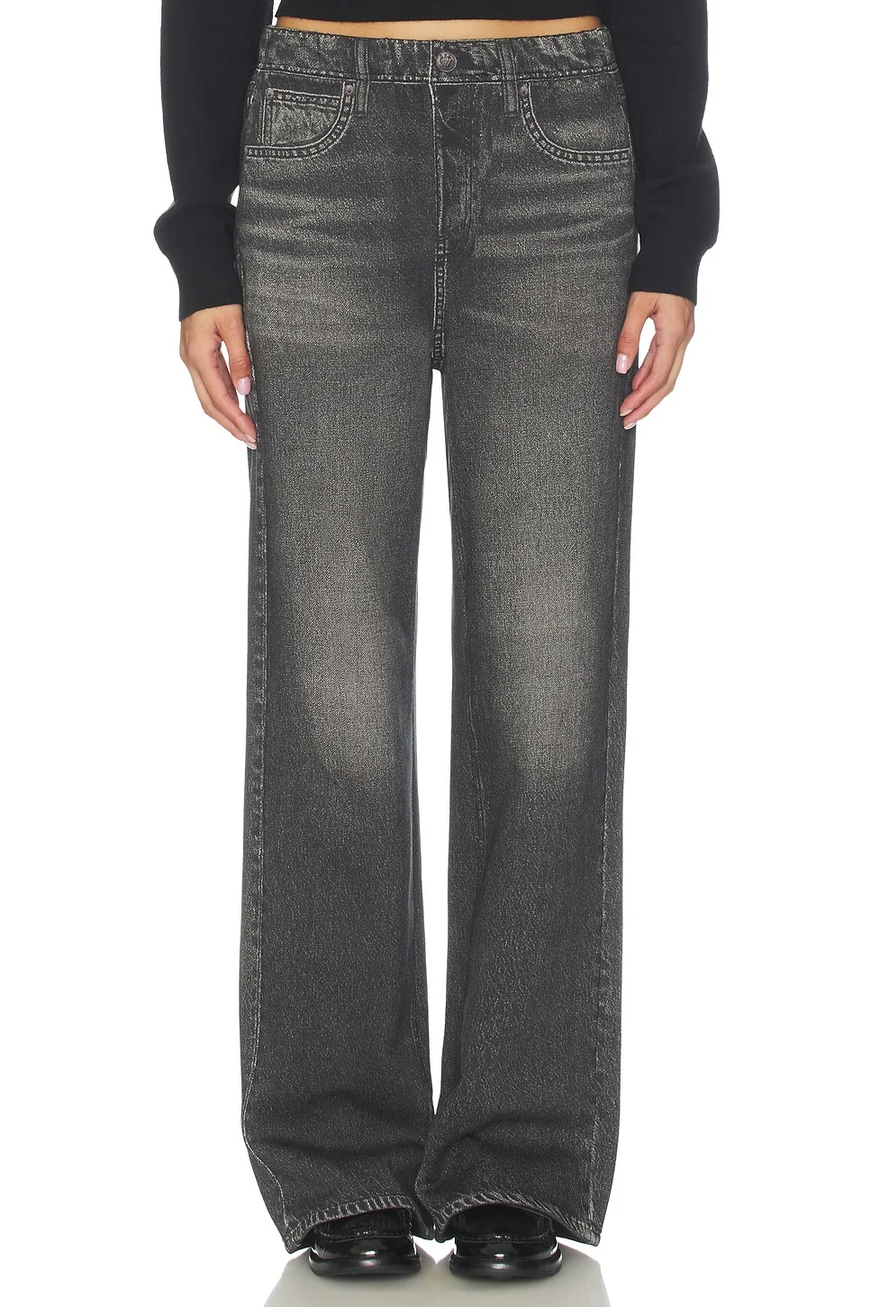 Miramar Fleece Pull On Wide Jeans - 1