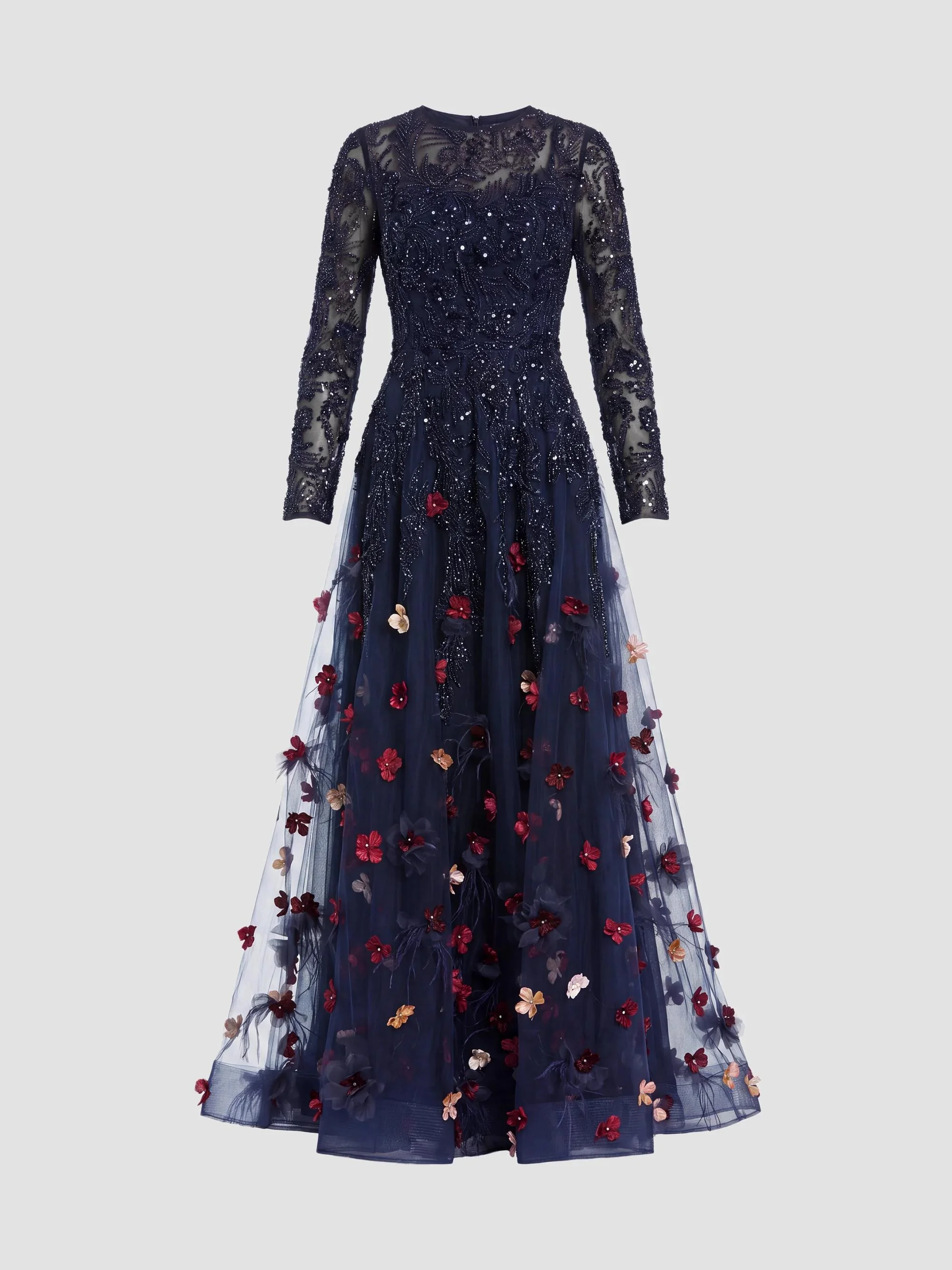 Women's Embellished Fit & Flare Gown - Midnight Multi - 1