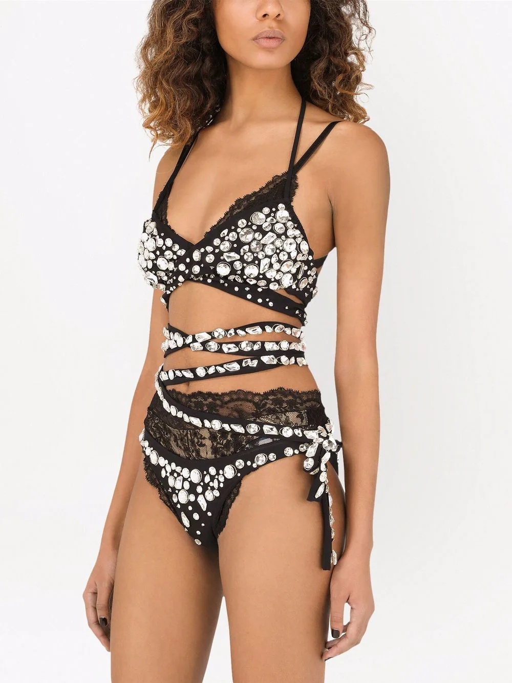 crystal-embellished wrap-around swimsuit - 3