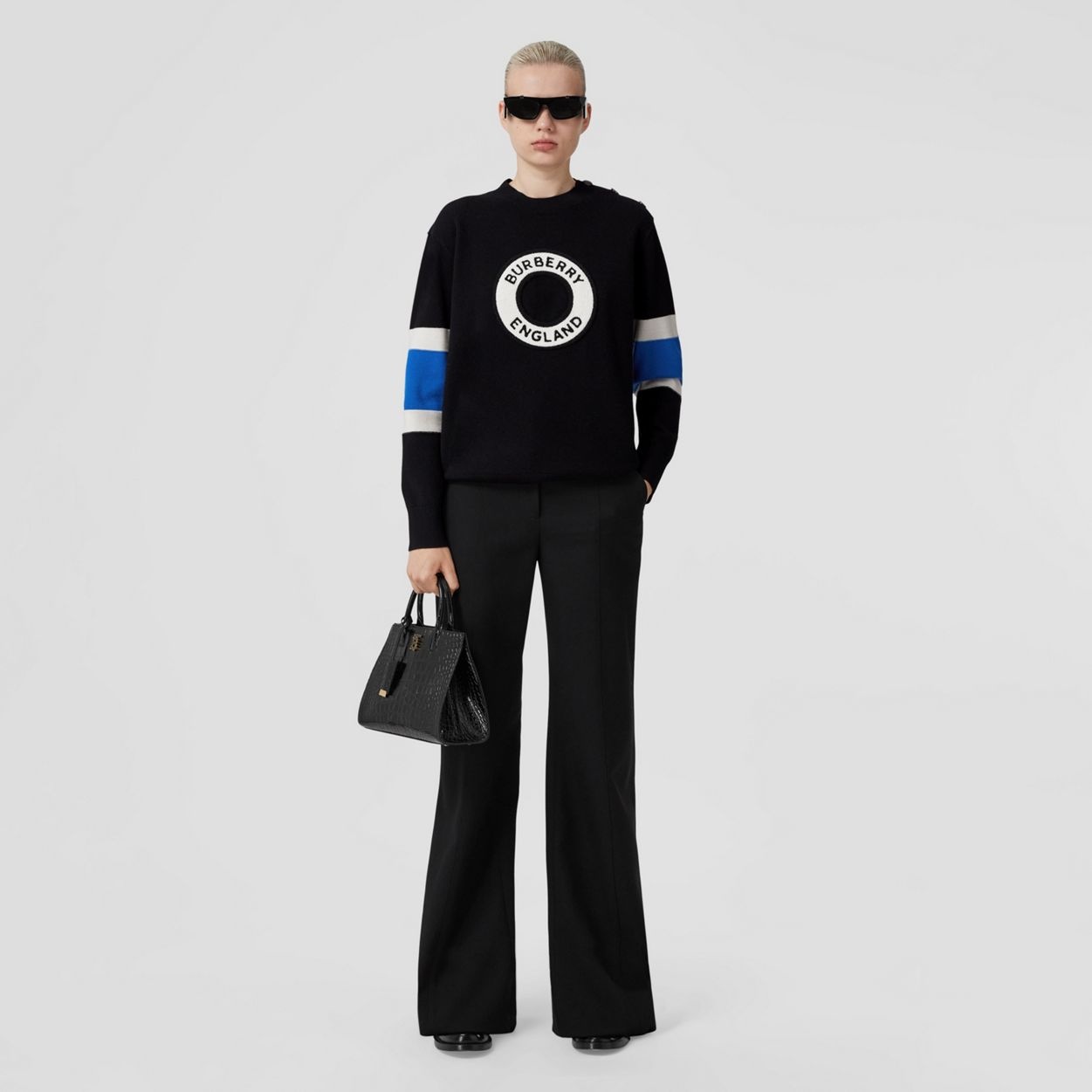 Embroidered Logo Wool Tailored Trousers - 5