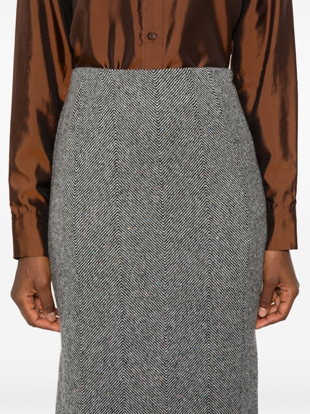 herringbone midi skirt - 5