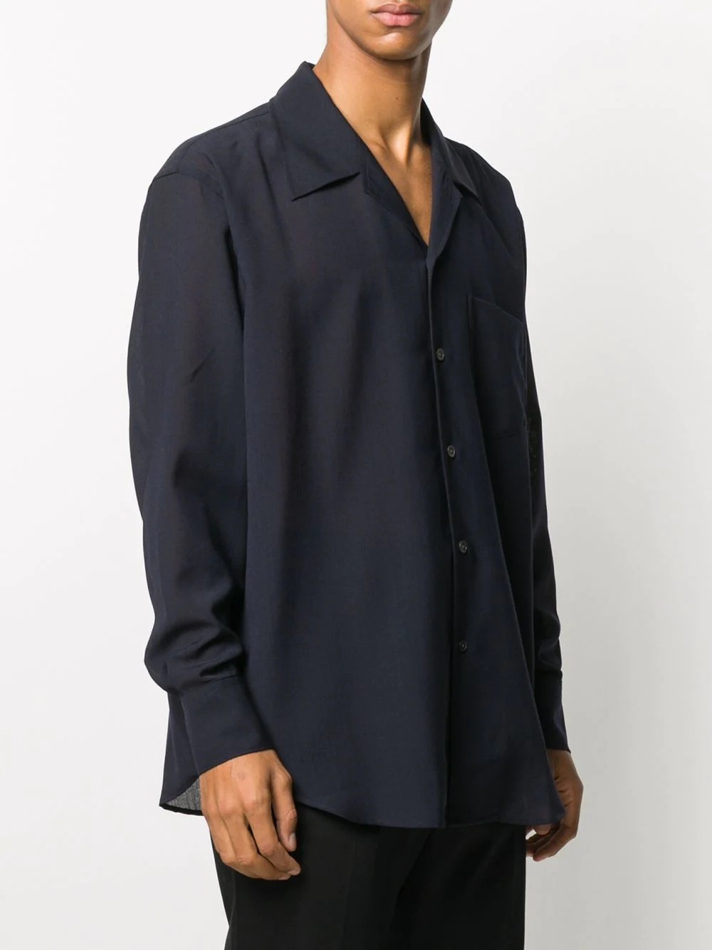 notch collar long sleeved shirt - 3