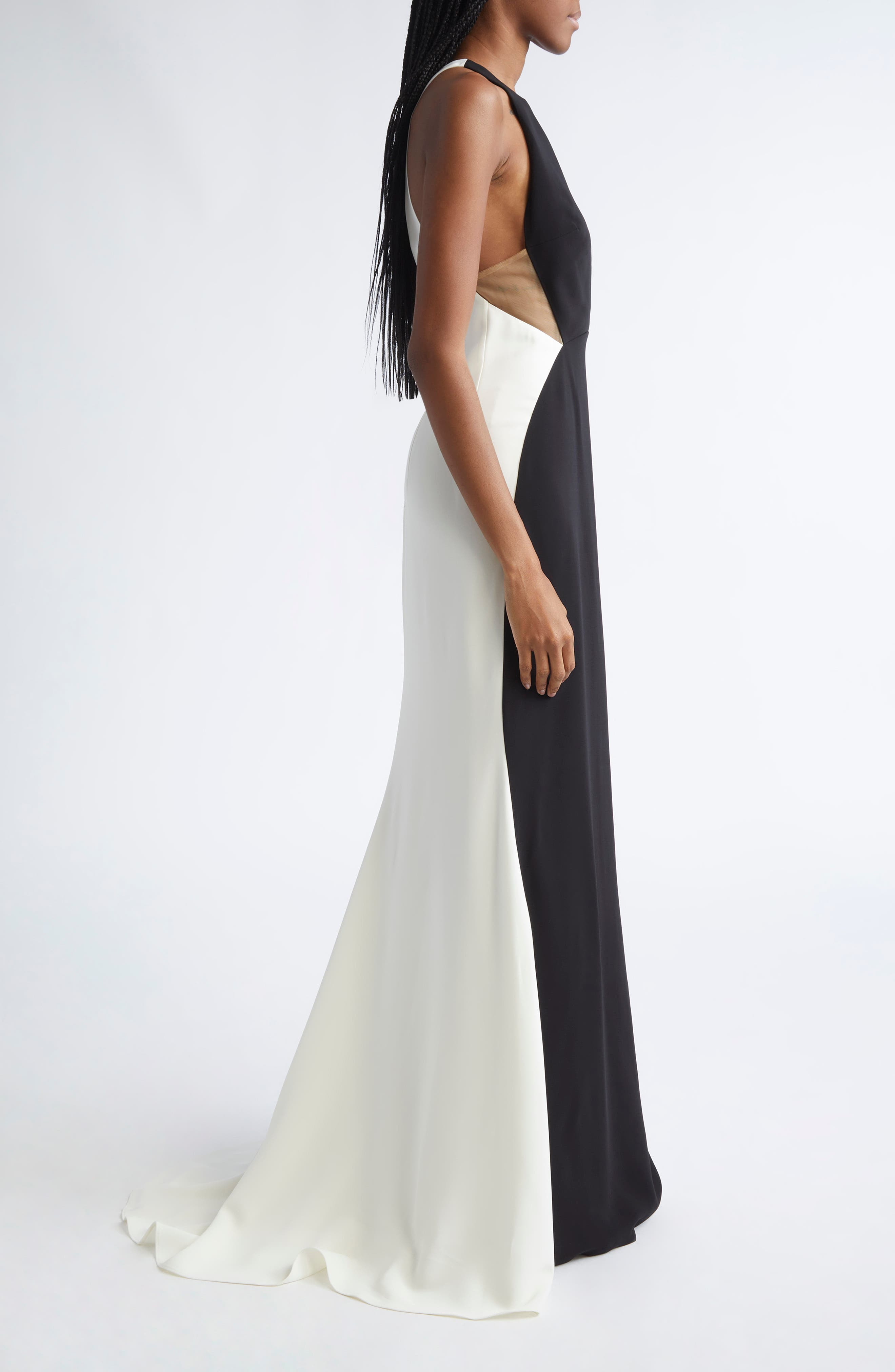Stella McCartney Miracle Colorblock Gown in Black at Nordstrom - 3