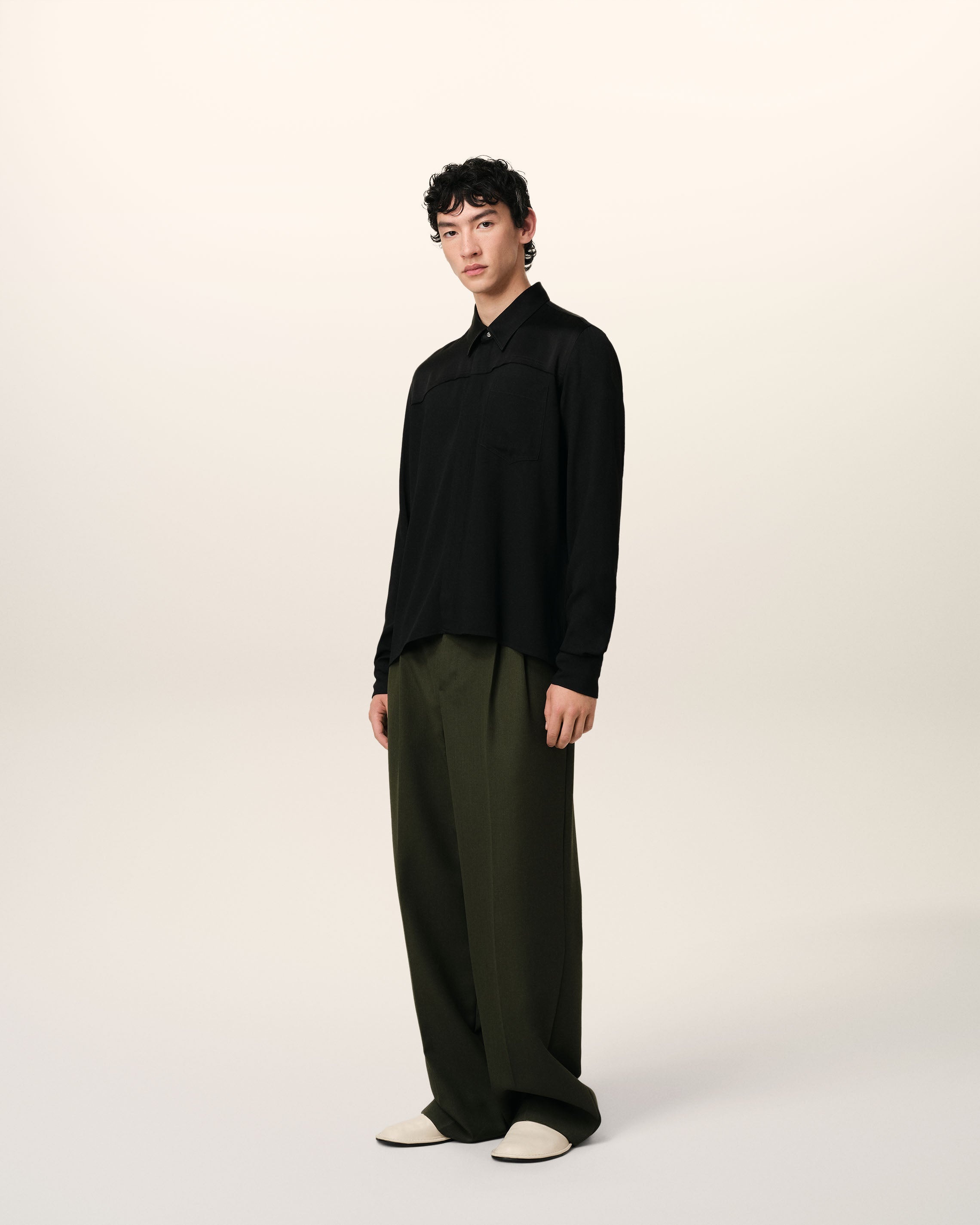 BLACK CONTRASTED TOP LONG SLEEVE SHIRT - 6