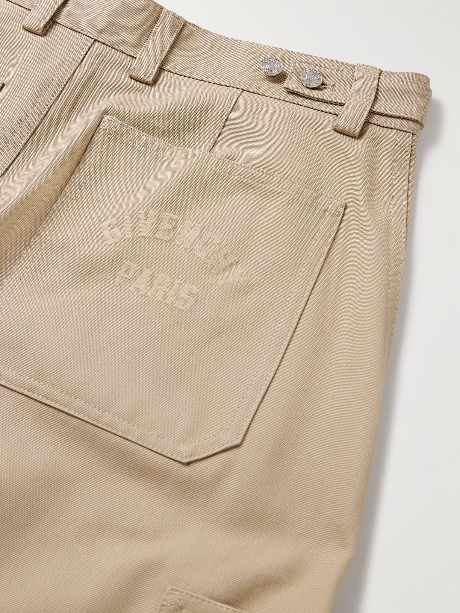 Wide-Leg Cotton-Canvas Cargo Trousers Beige - 5
