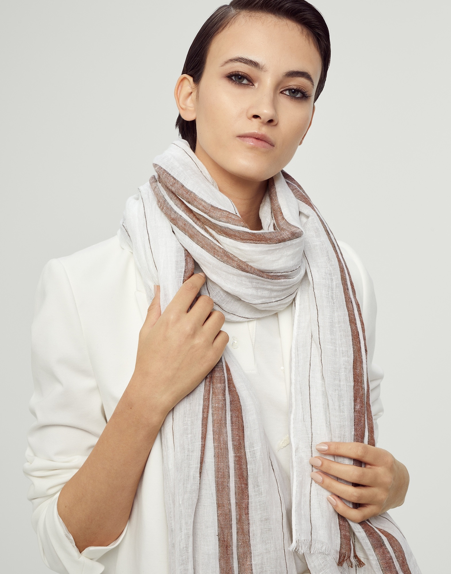 Sparkling stripe linen scarf - 4