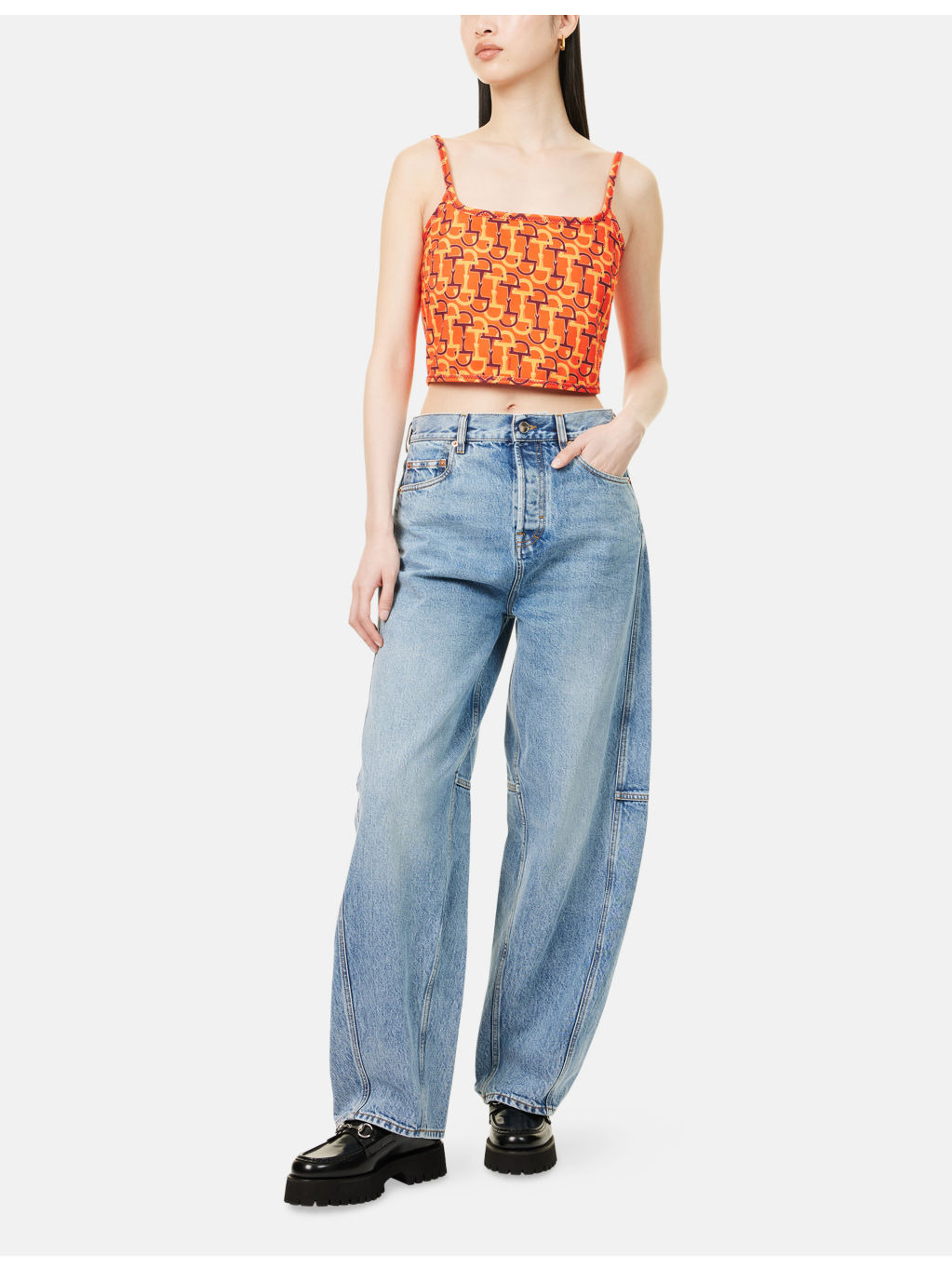 Cropped Horsebit Cotton Top - 2