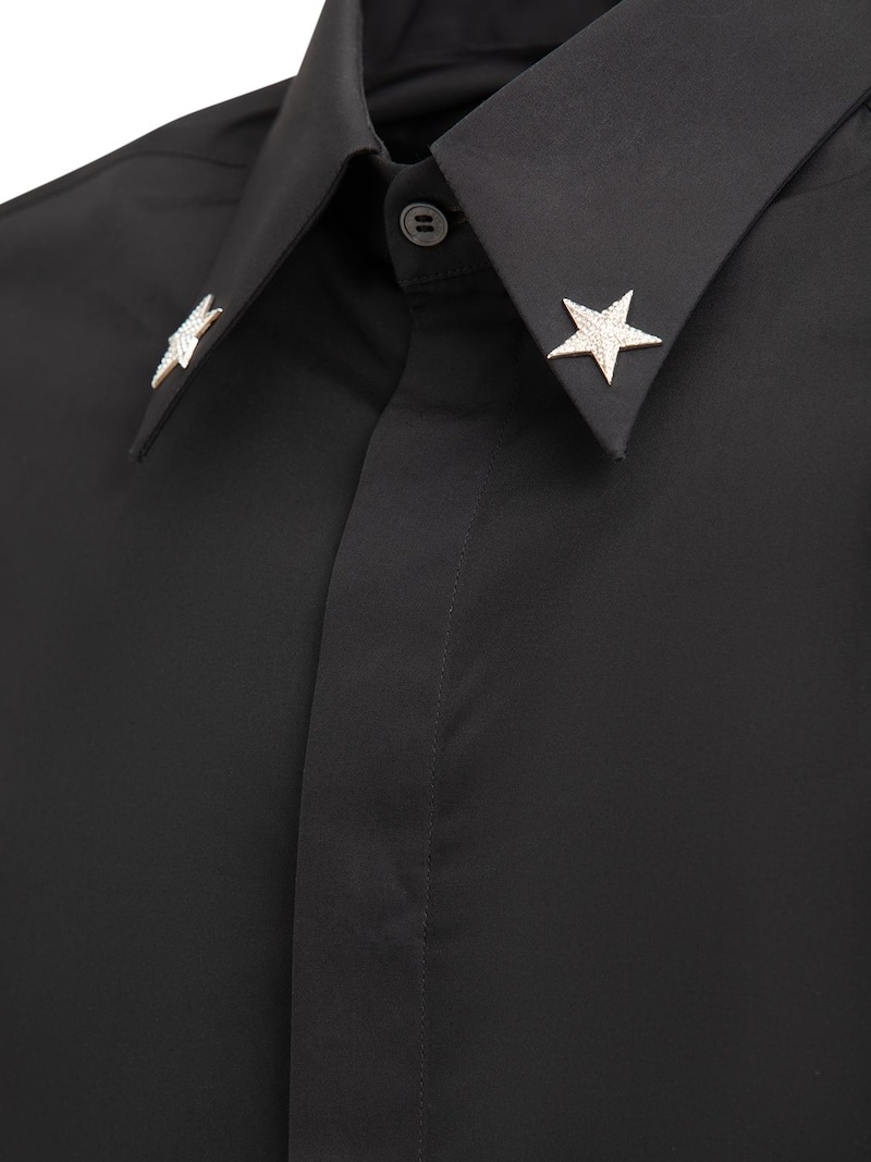 Embroidered star collar cotton shirt - 4