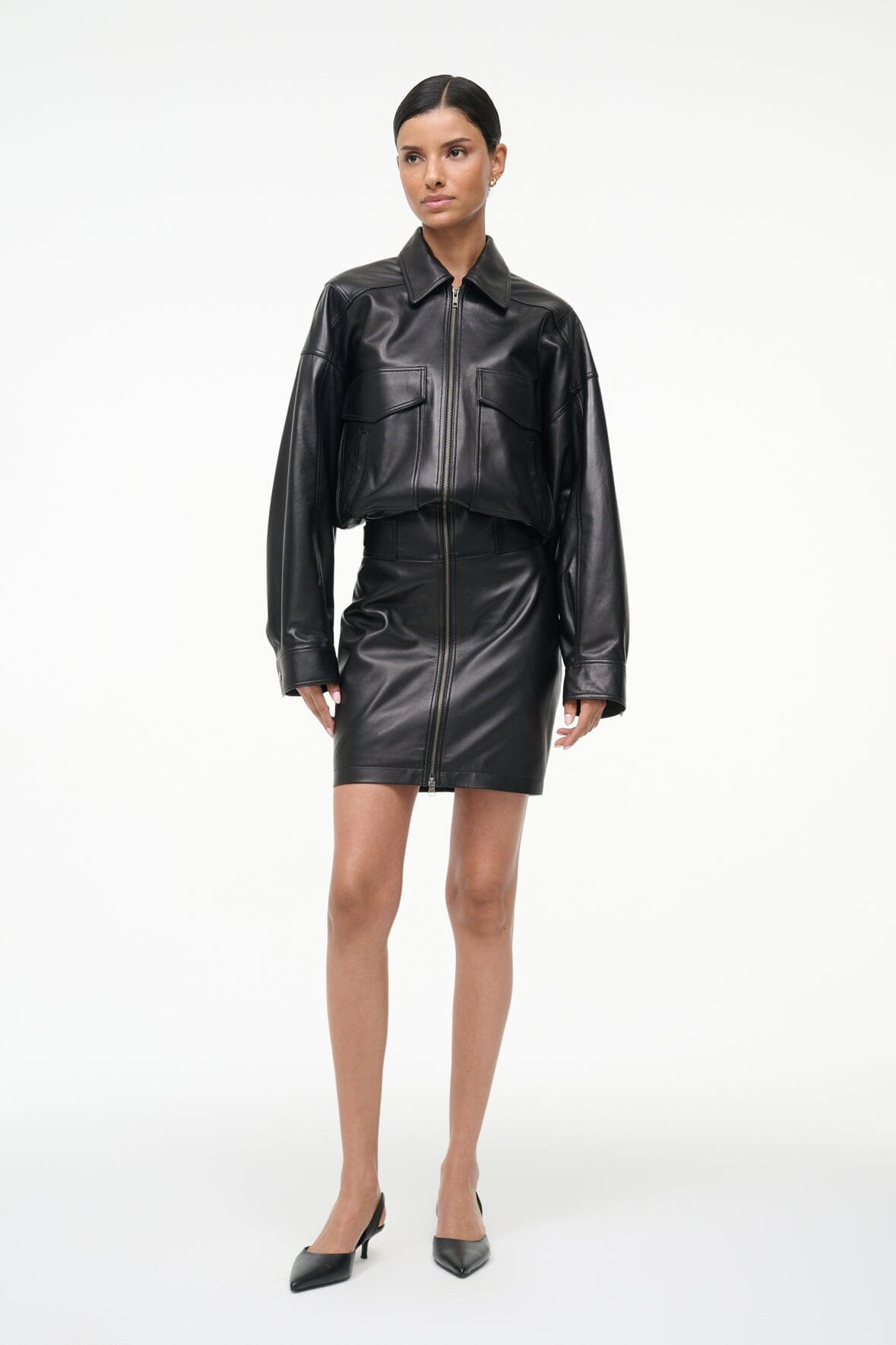 STAUD CLAUDETTE LEATHER DRESS BLACK - 2