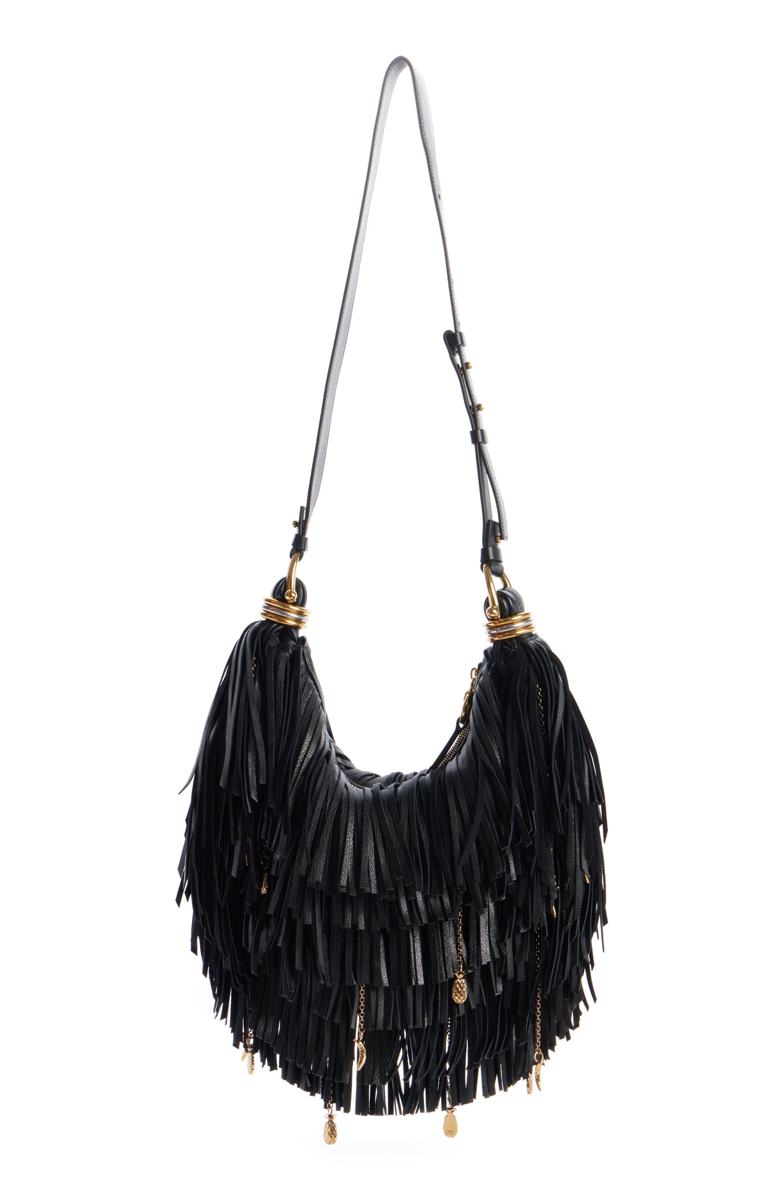 Chloé Fringe Charm Detail Bracelet Bag in 001 Black at Nordstrom - 2