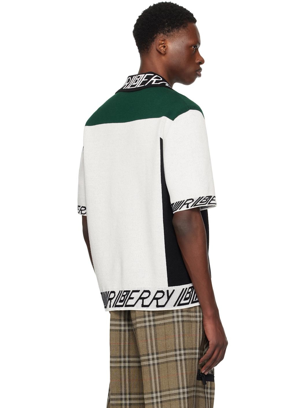 White & Black Logo Trim​ Wool Polo - 3