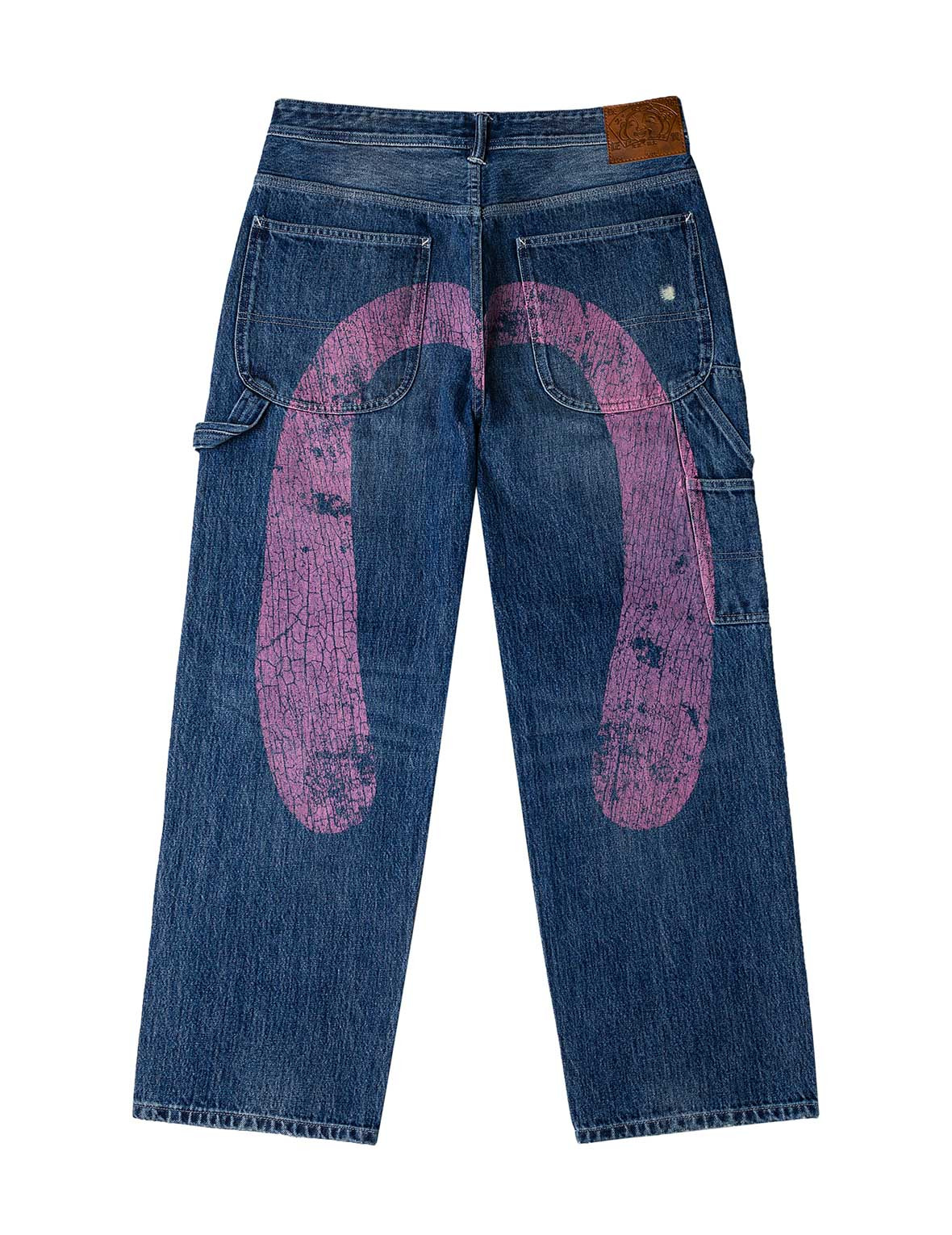 Washed and Distressed Daicock Print Relax Fit Jeans - 12