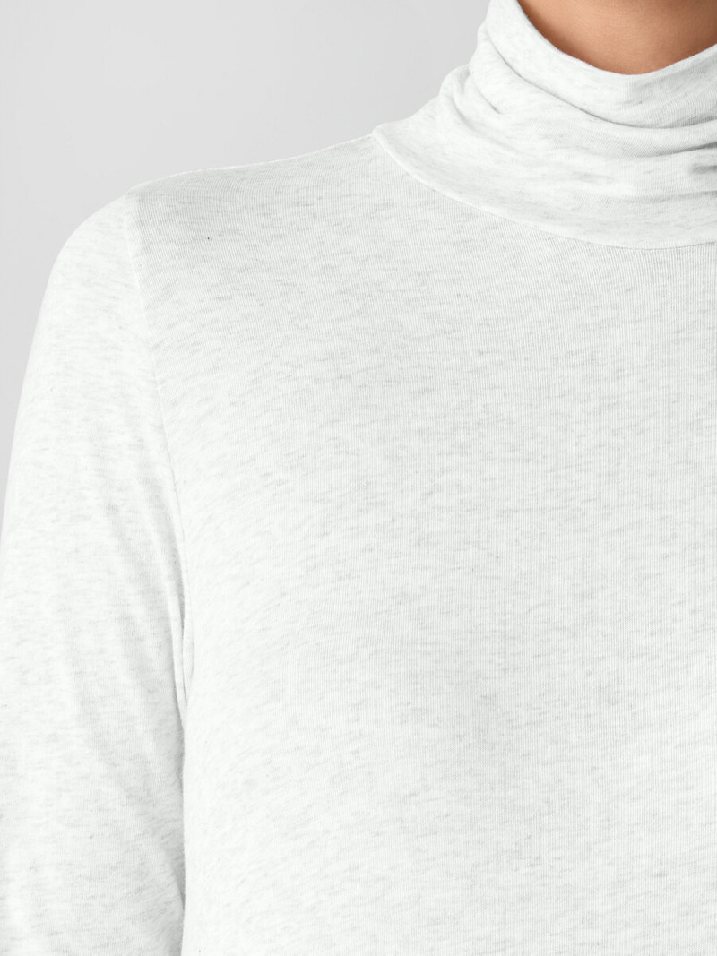 Mélange Sheer Cotton Blend Knit Turtleneck Top 5