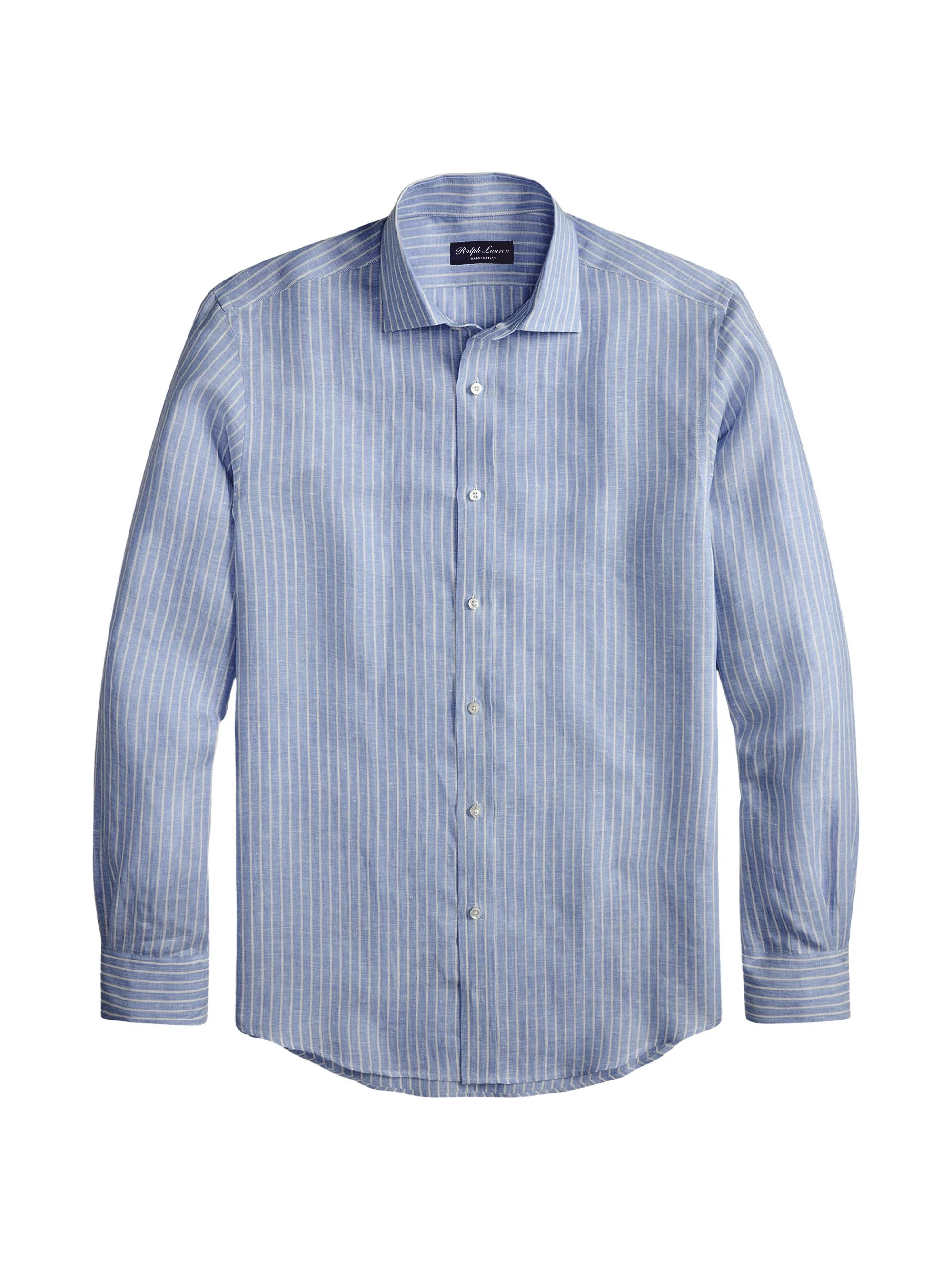 Men's Striped Linen Shirt - Blue White - 1