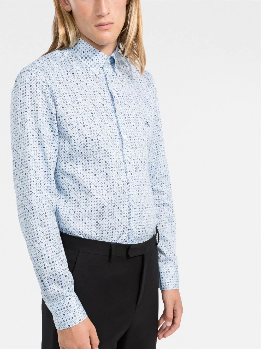 embroidered-logo patterned shirt - 3