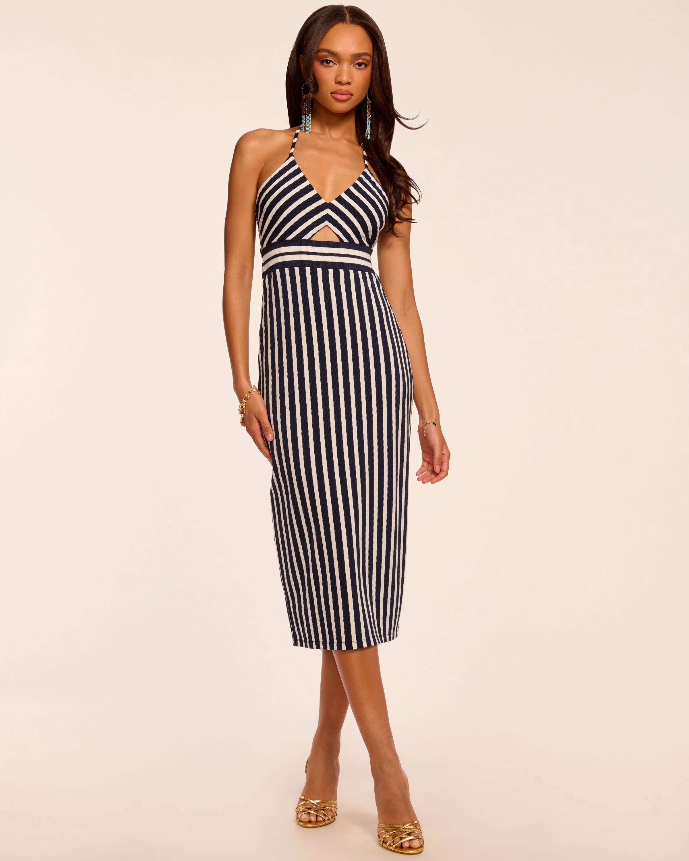 Stevie Textured Stripe Midi Dress - 1