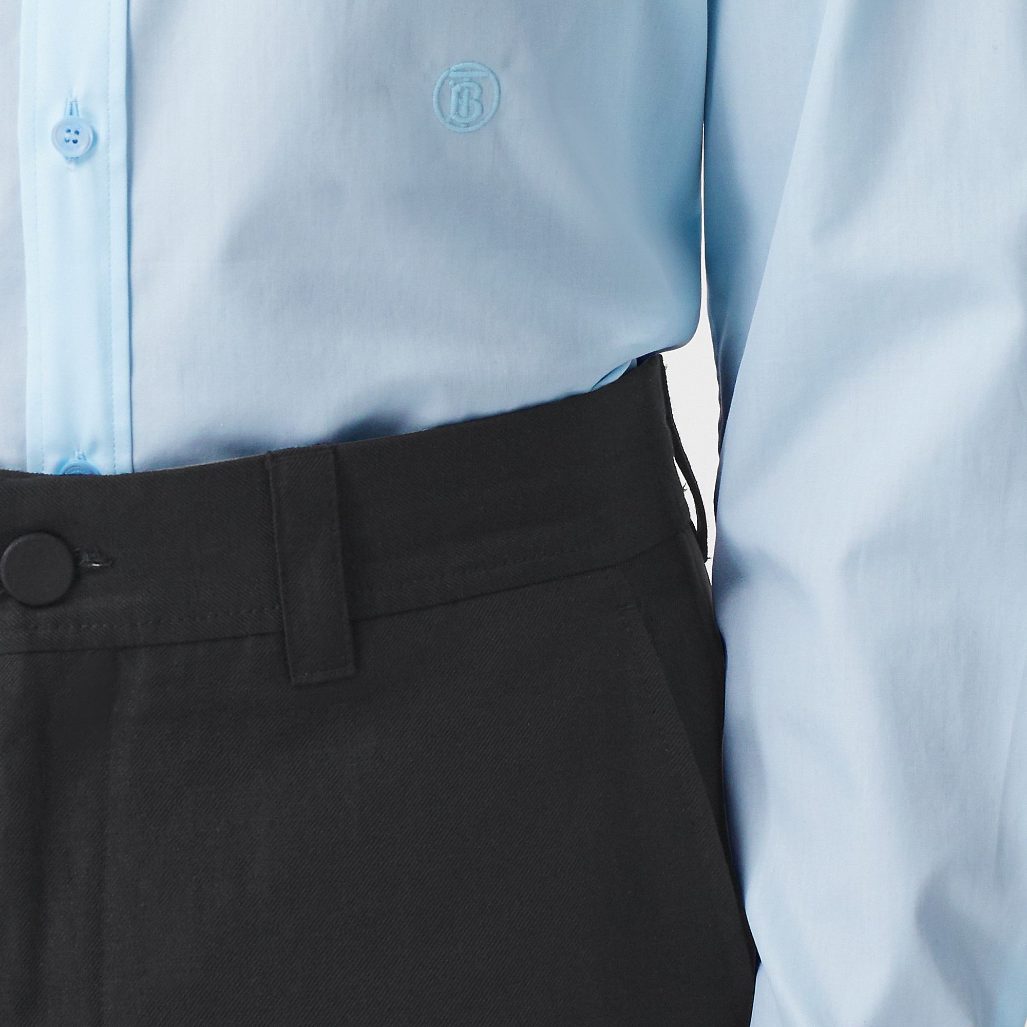 Slim Fit Monogram Motif Cotton Poplin Shirt - 3