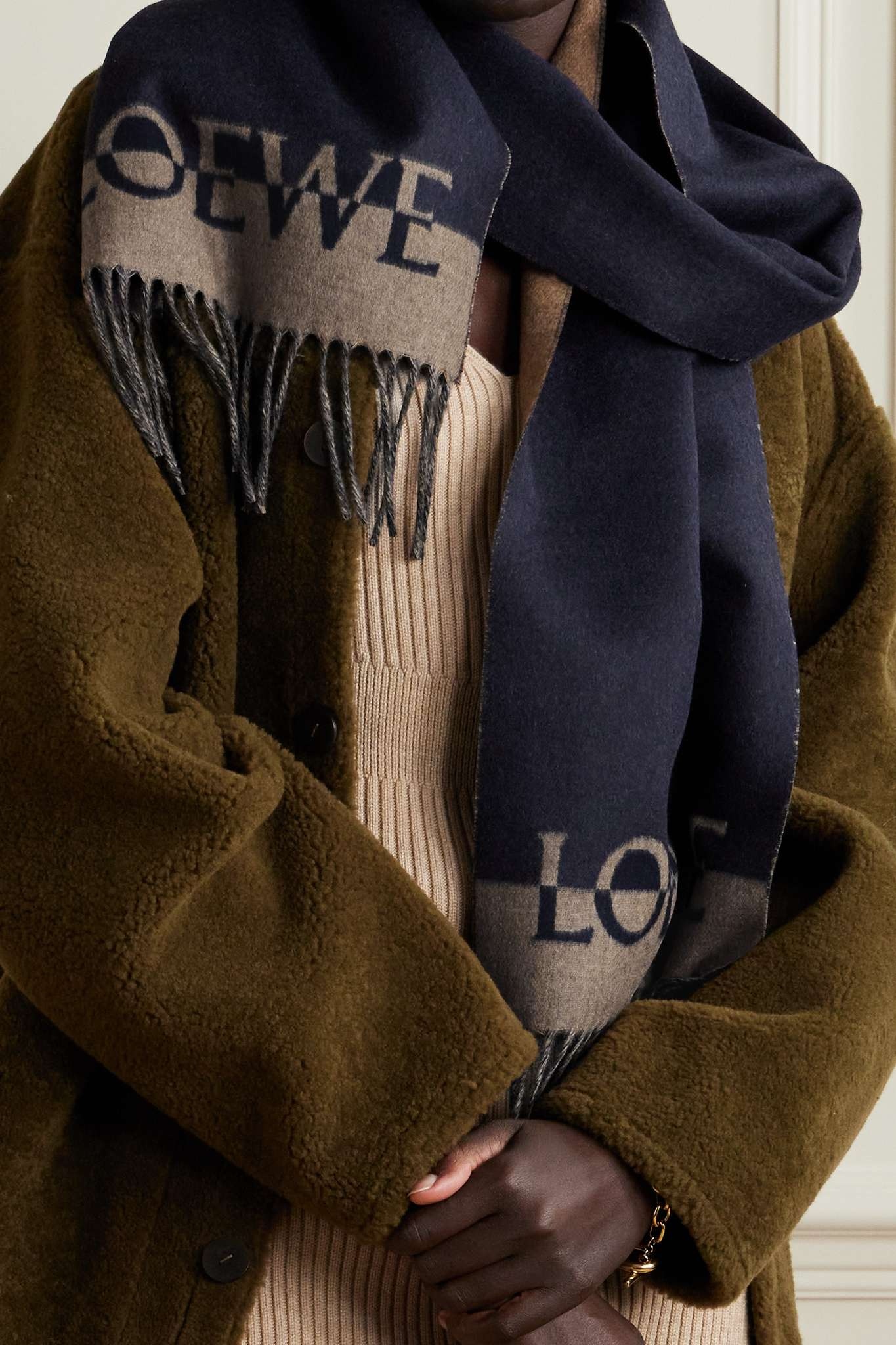 Fringed logo-jacquard wool and cashmere-blend scarf - 2