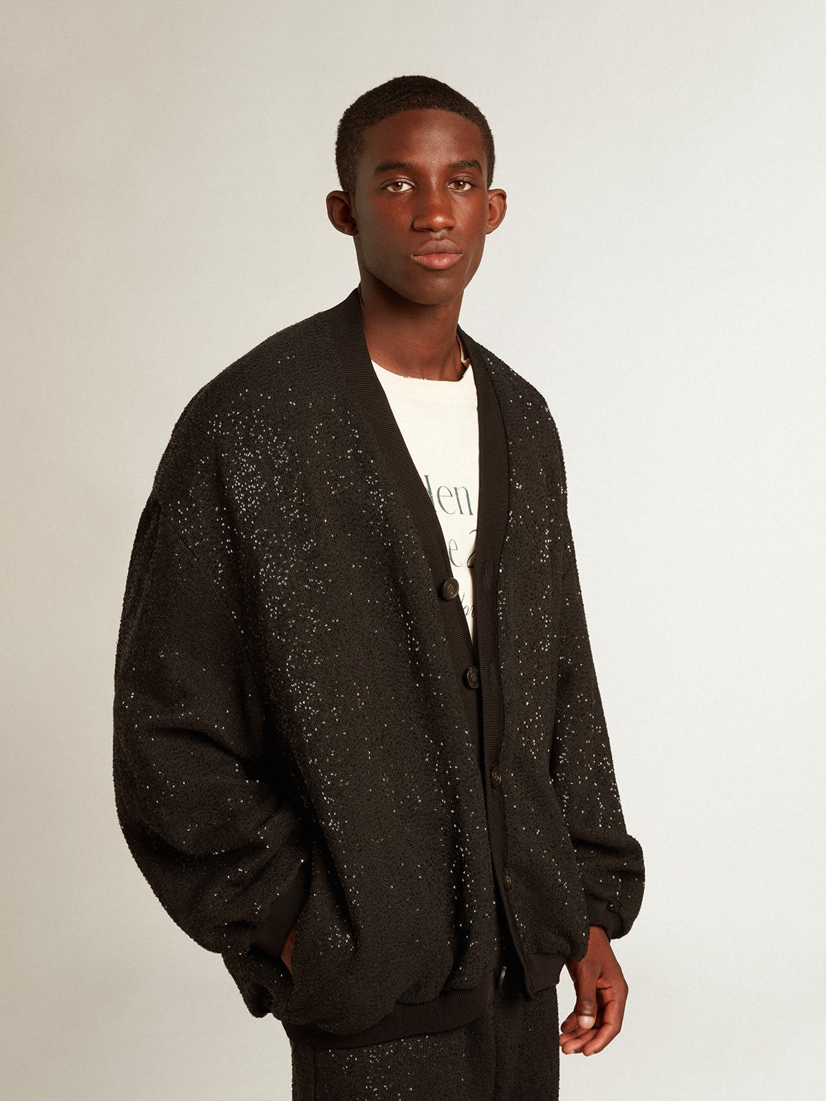 Men’s black sequined cardigan-jacket - 5