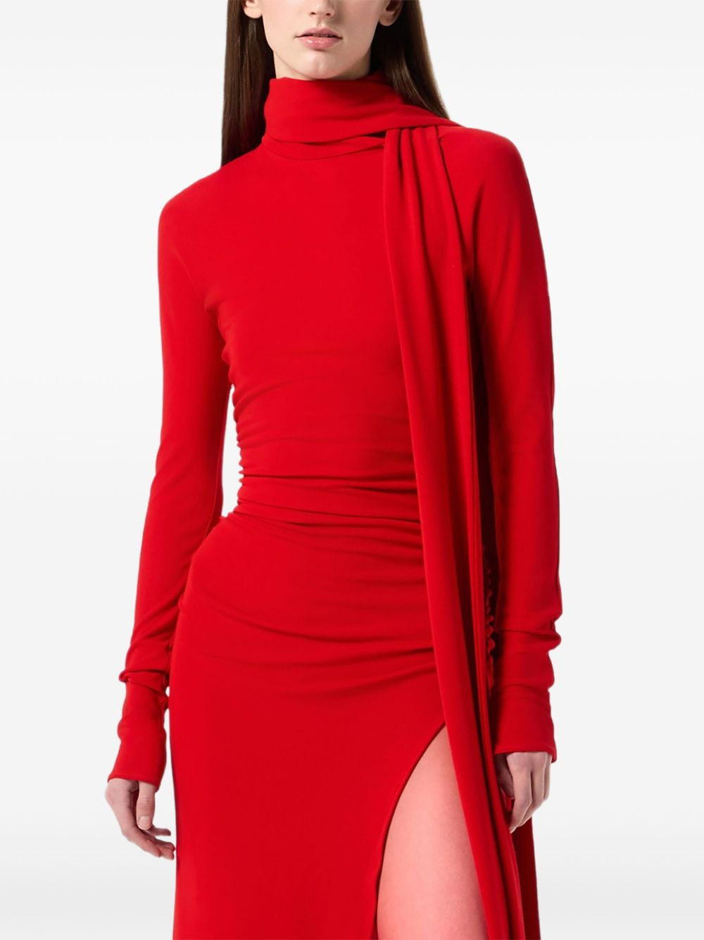 high-neck draped midi dress - 3