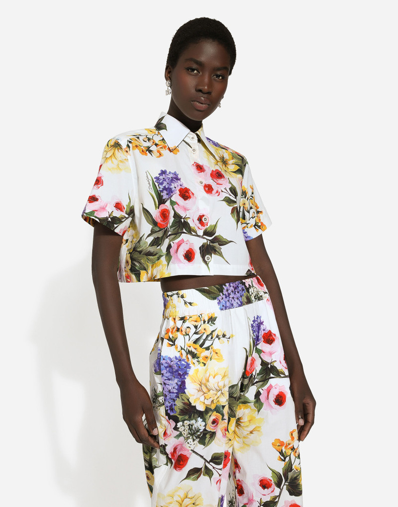 Short cotton shirt with garden print 4