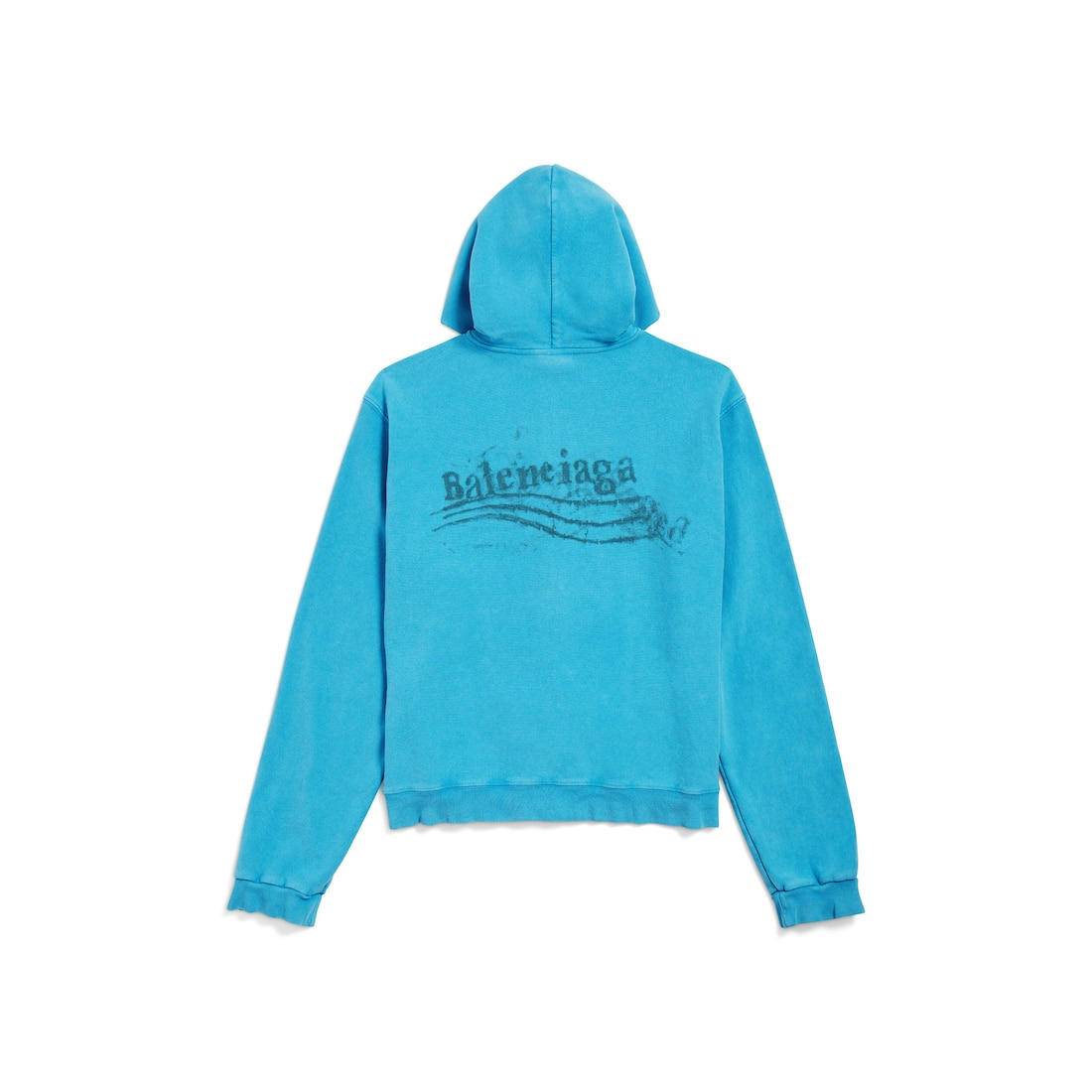 Women's Washed Crayon Political Zip-up Hoodie Regular Fit in Azure - 6