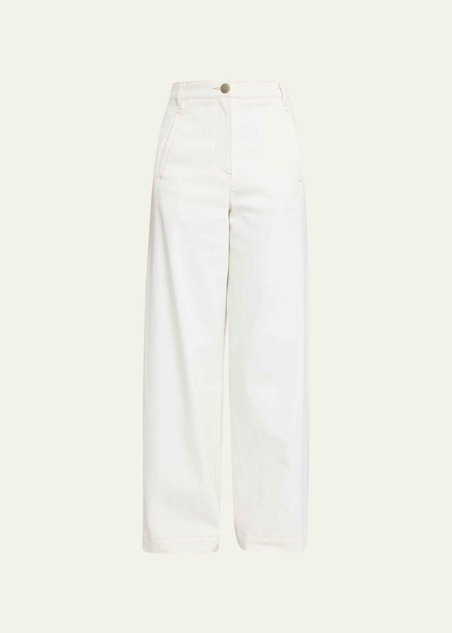 High-Rise Wide-Leg Denim Pants - 1