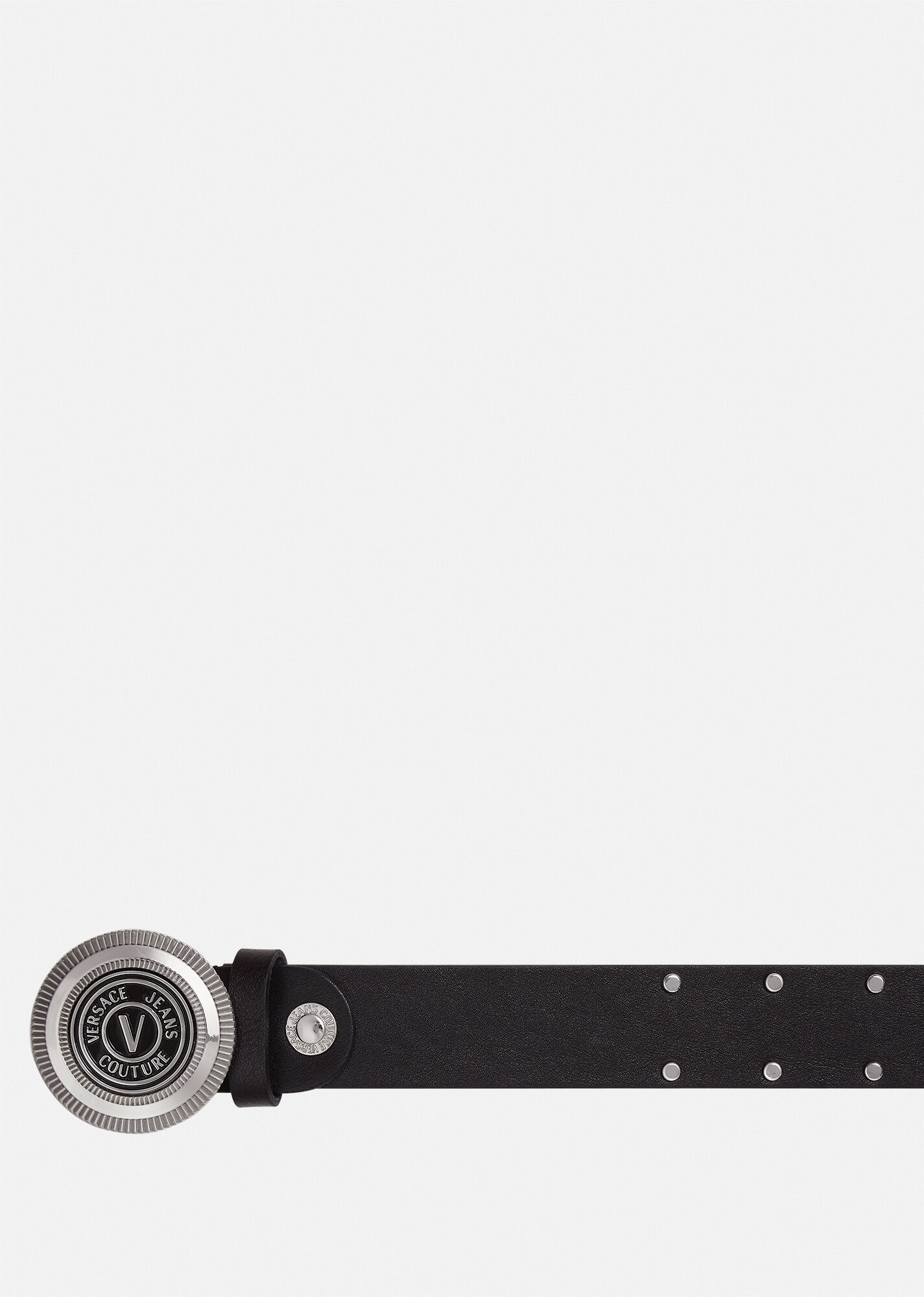 V-Emblem Round Studded Buckle Belt - 2